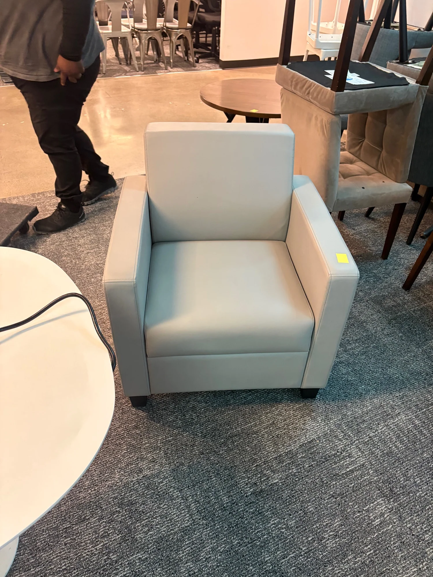 Modern Light Grey Faux Leather Accent Chair - Image 6