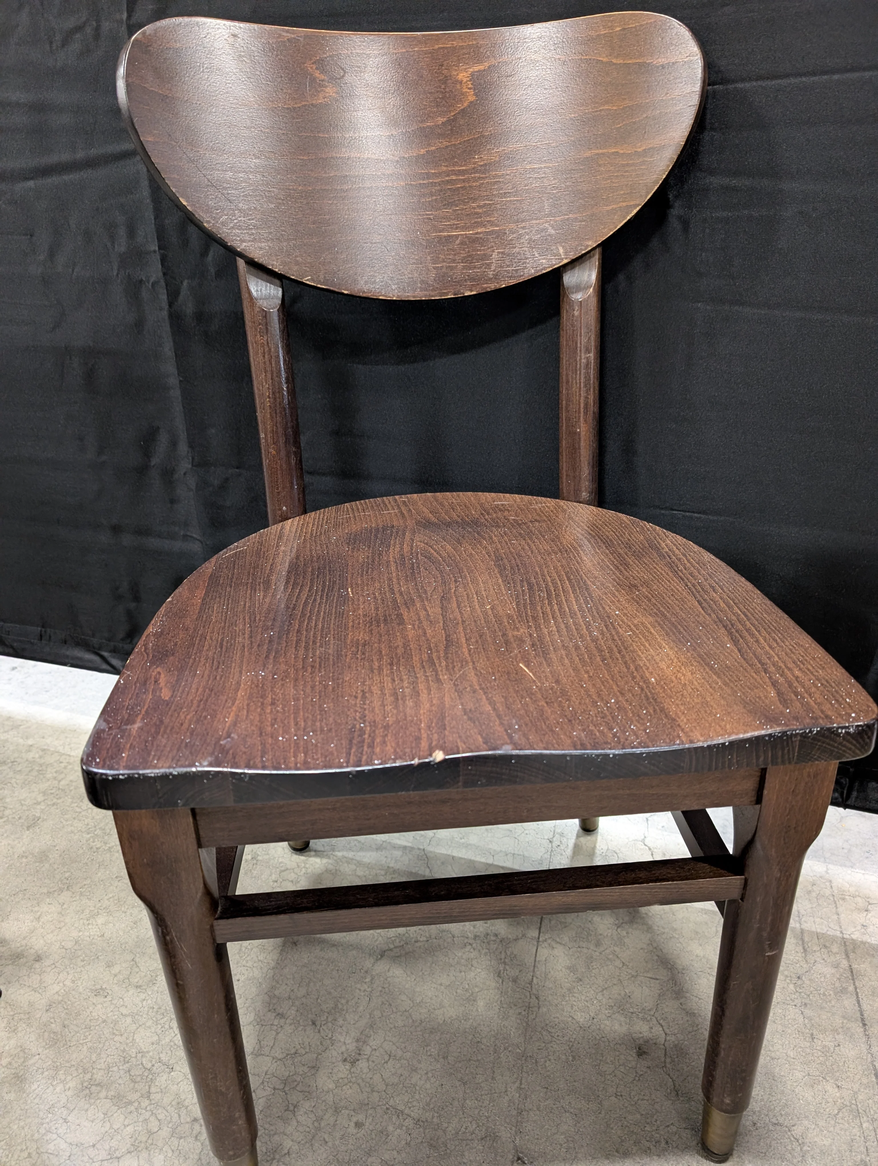 Dark Wood Round Dining Table with Four Curved Back Chairs - Image 3