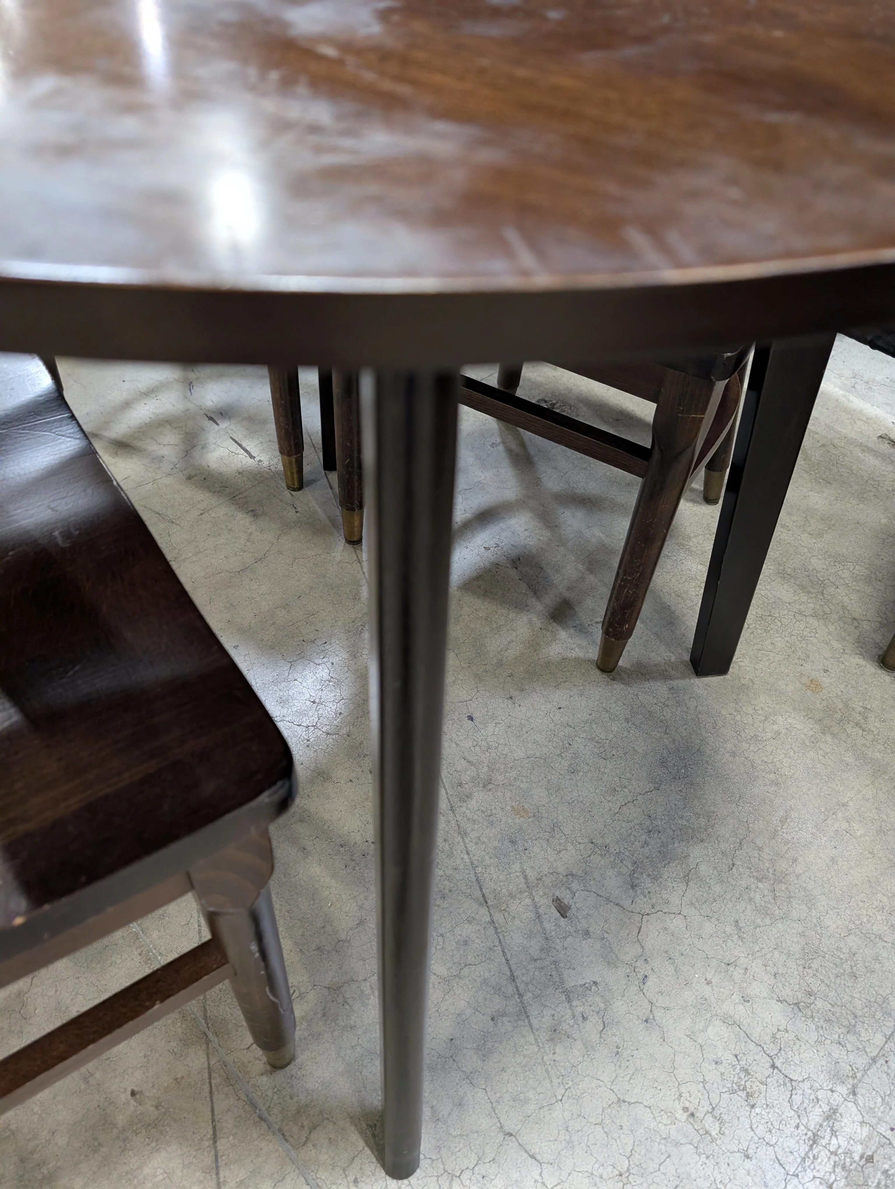 Dark Wood Round Dining Table with Four Curved Back Chairs - Image 4