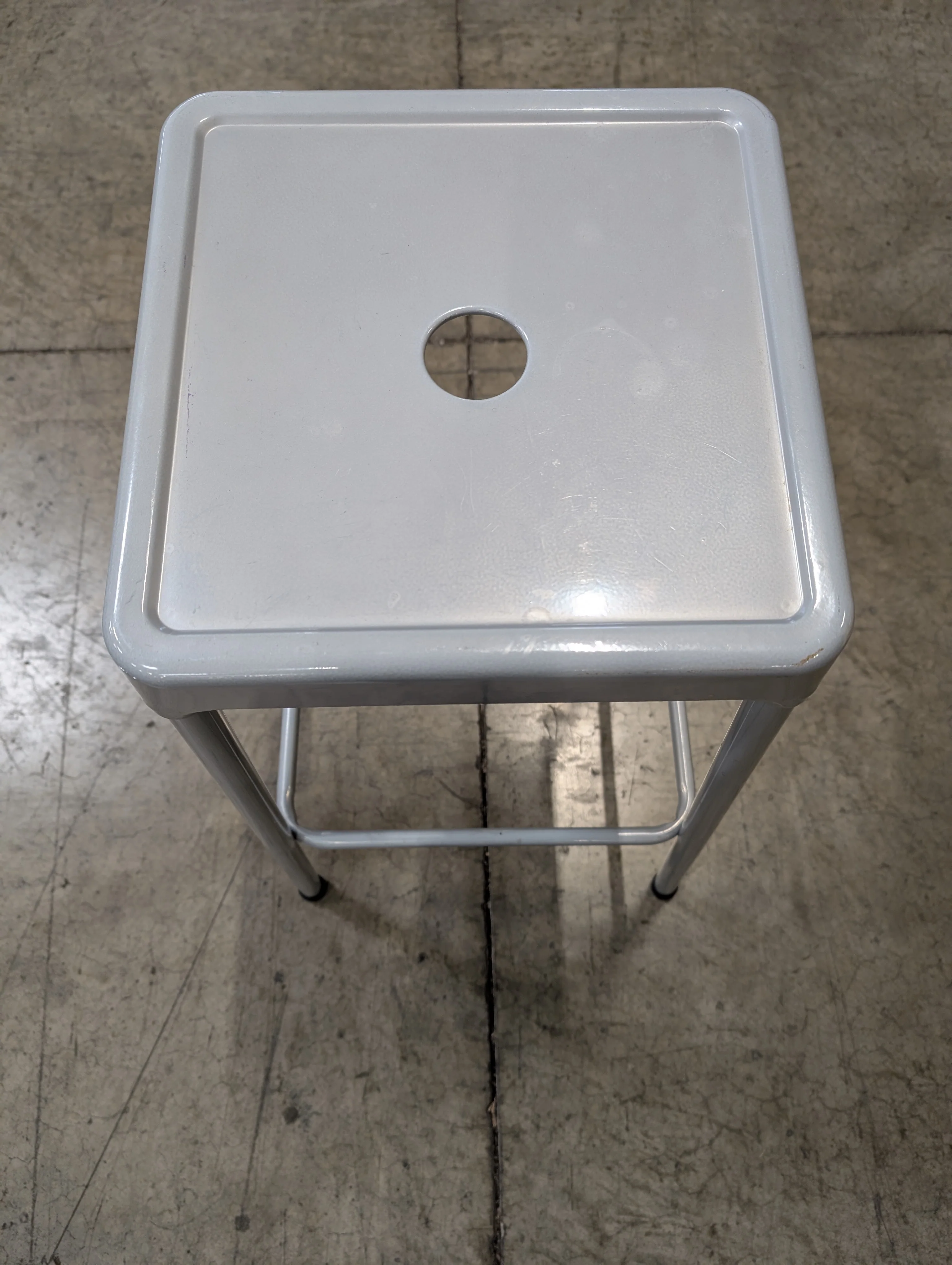 Modern Industrial Grey Metal Square Stool - Image 2