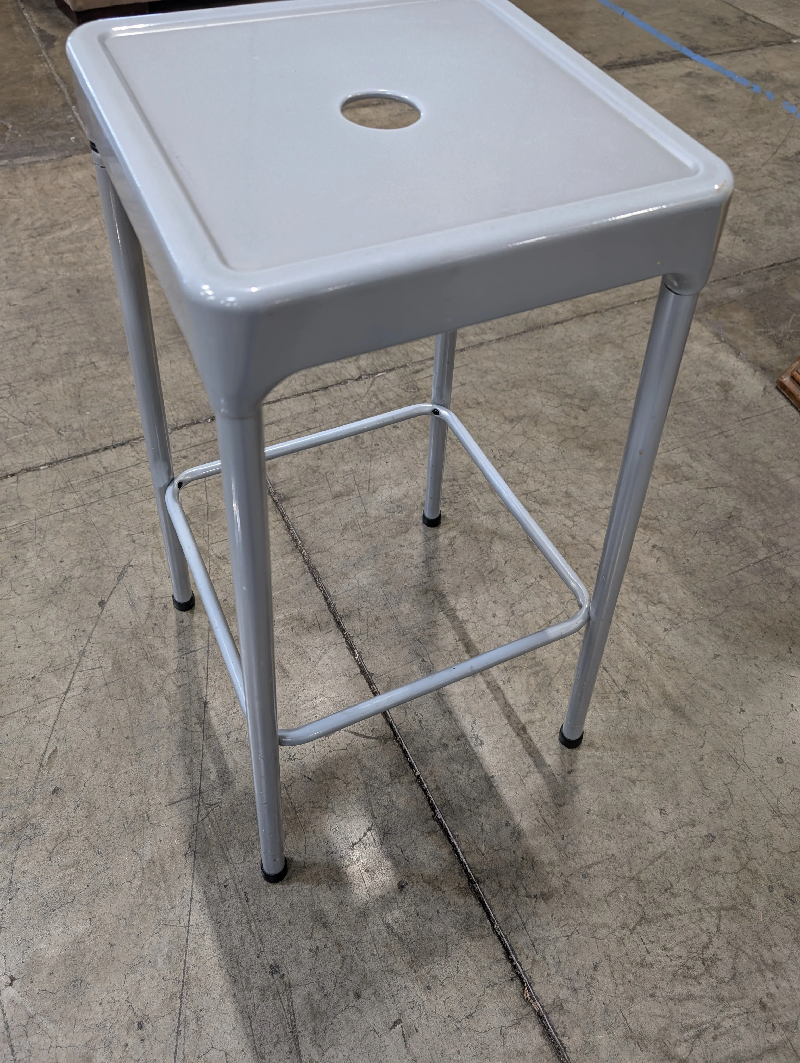 Modern Industrial Grey Metal Square Stool - Image 3