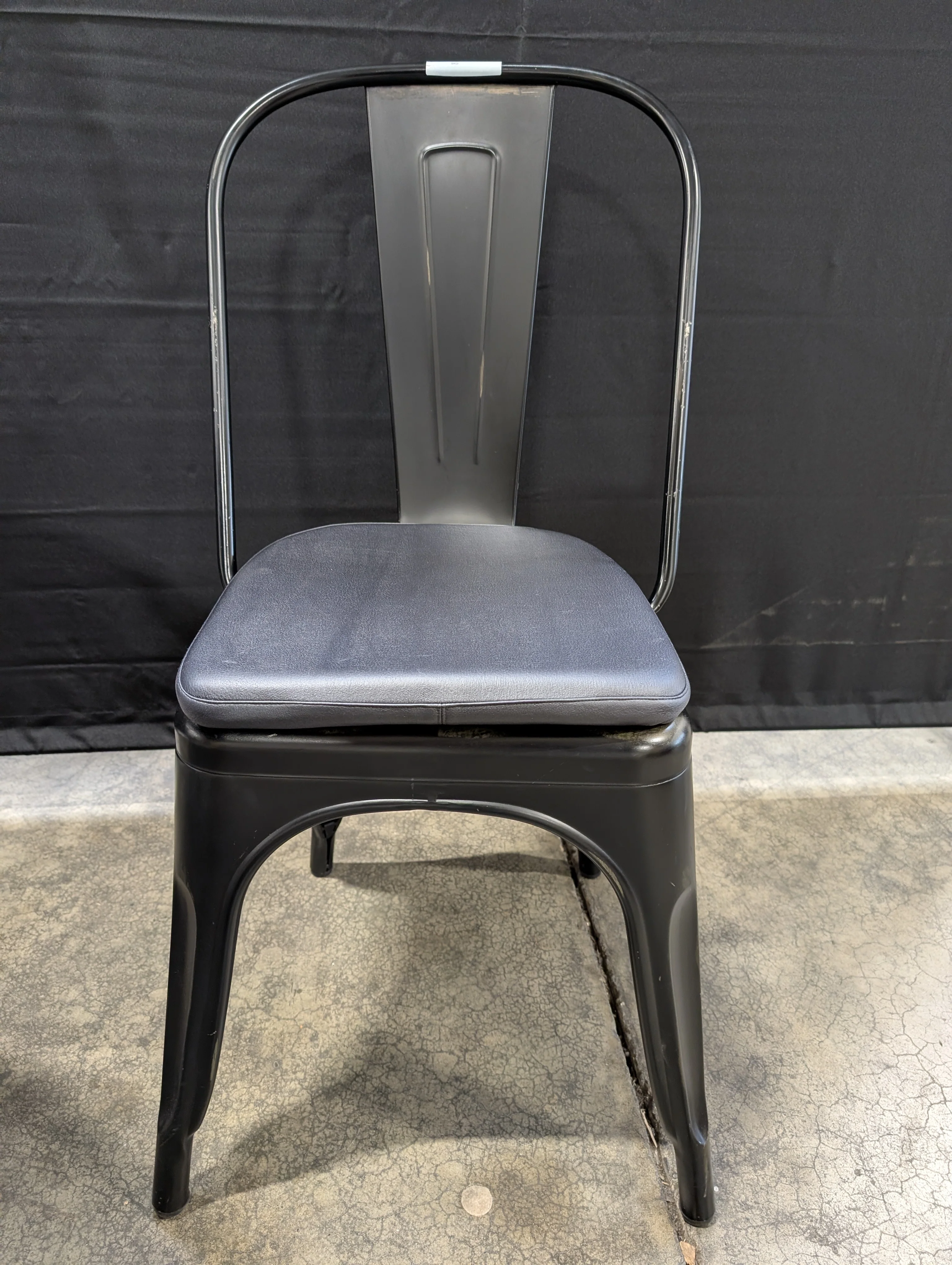 Industrial Style Round Dining Table with Four Black Metal Chairs - Image 3