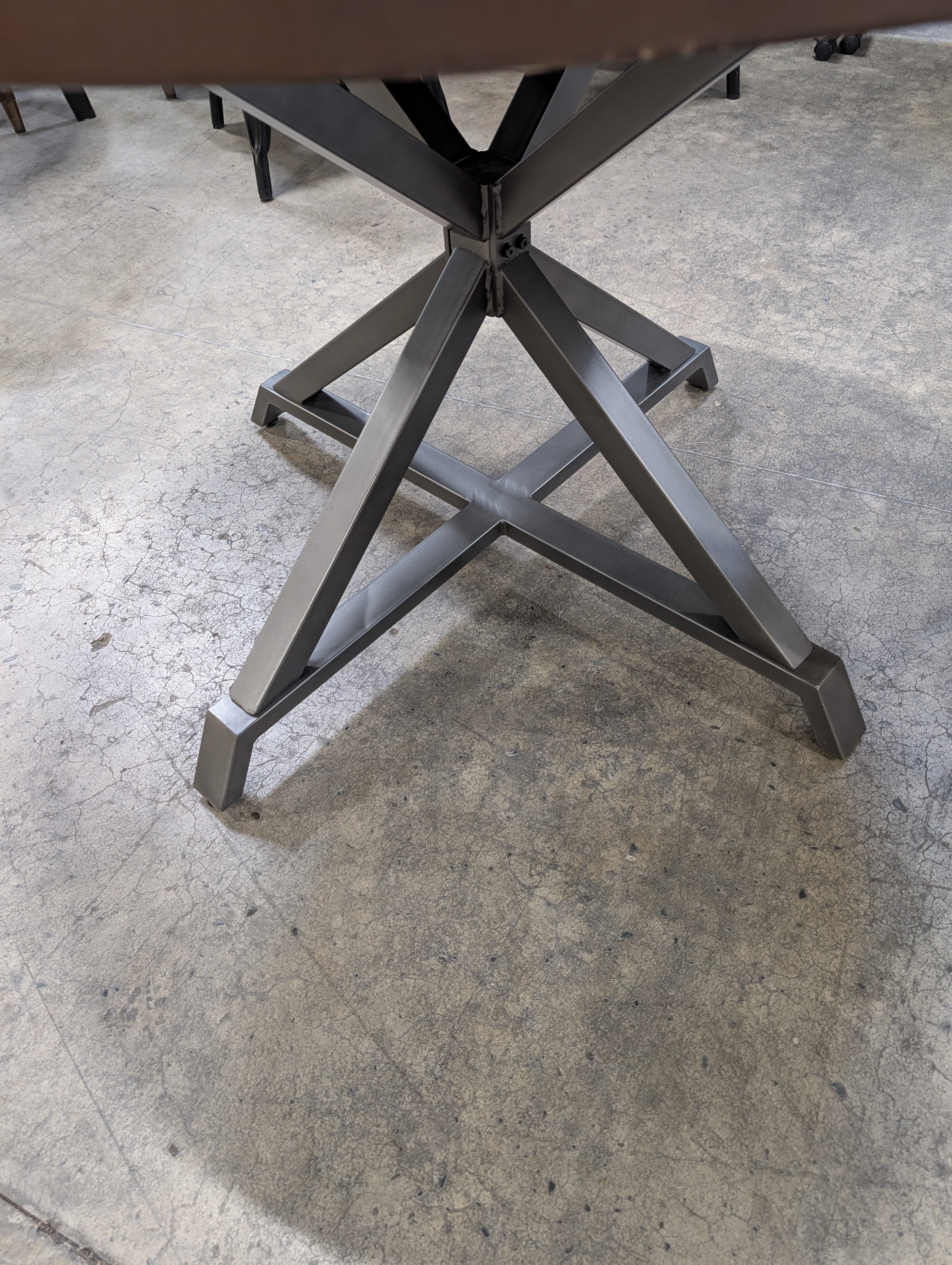 Industrial Style Round Dining Table with Four Black Metal Chairs - Image 5