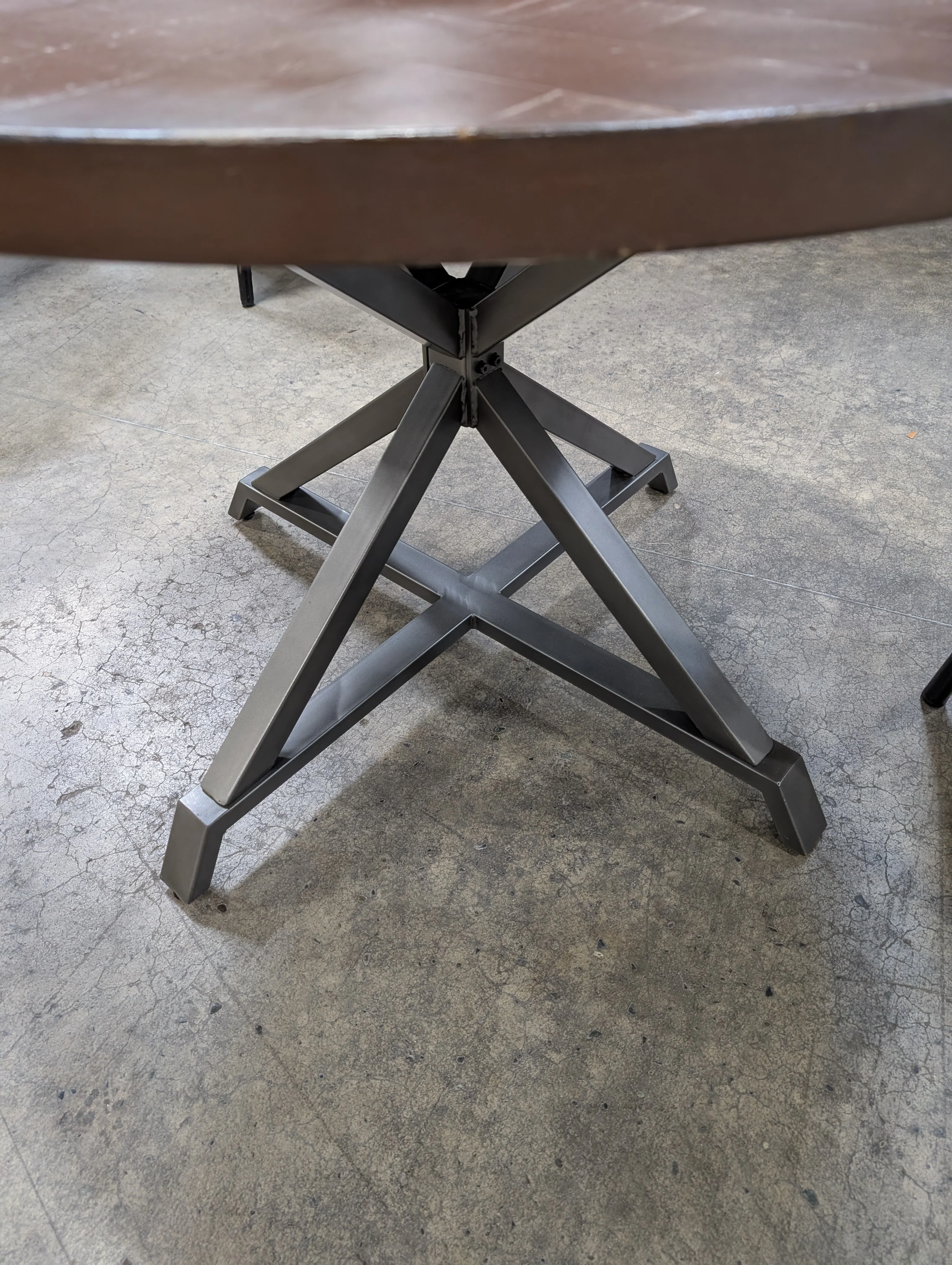 Industrial Style Round Dining Table with Four Black Metal Chairs - Image 6