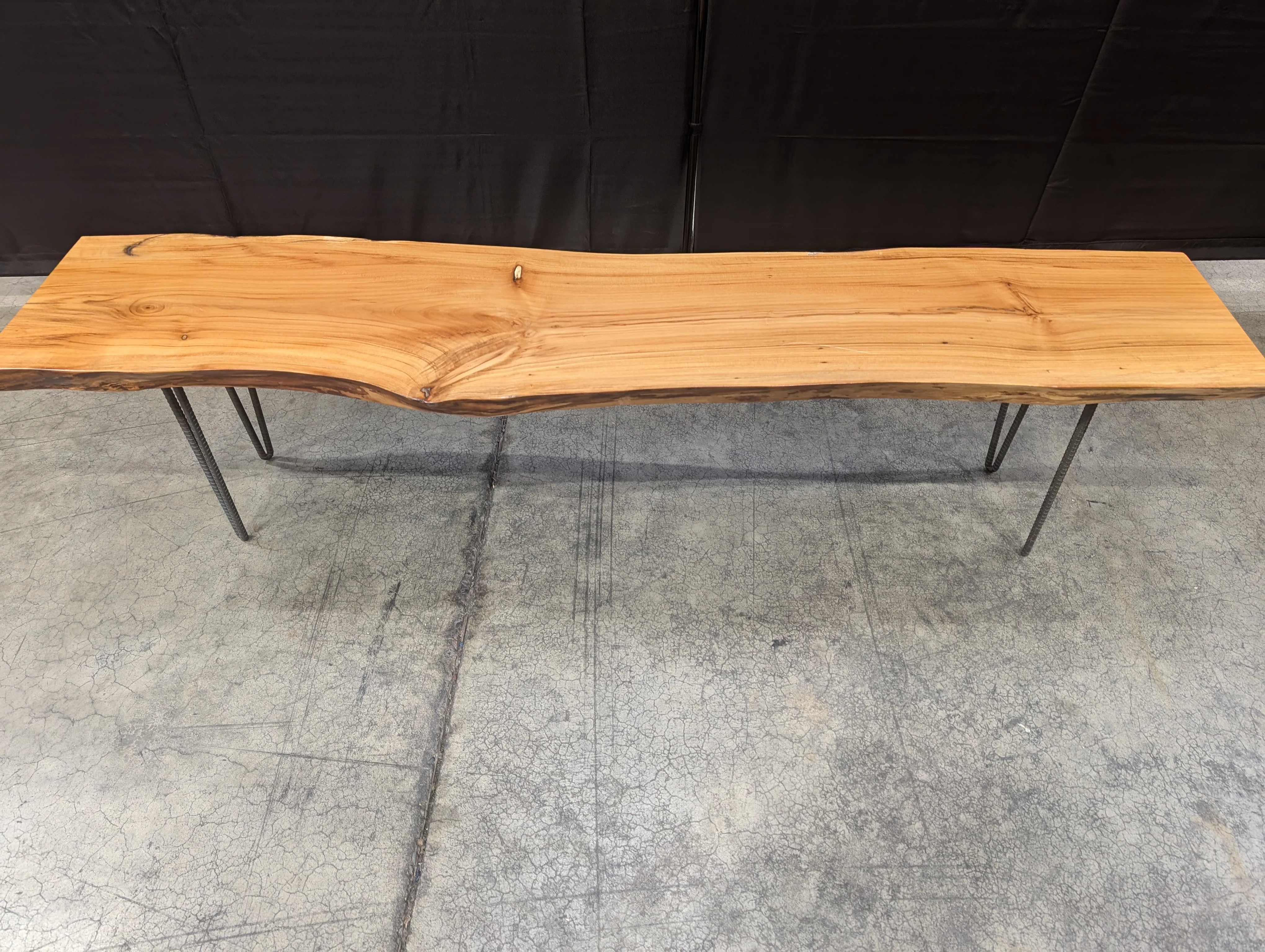 Rustic Live Edge Wood Slab Bench with Hairpin Legs - Image 2