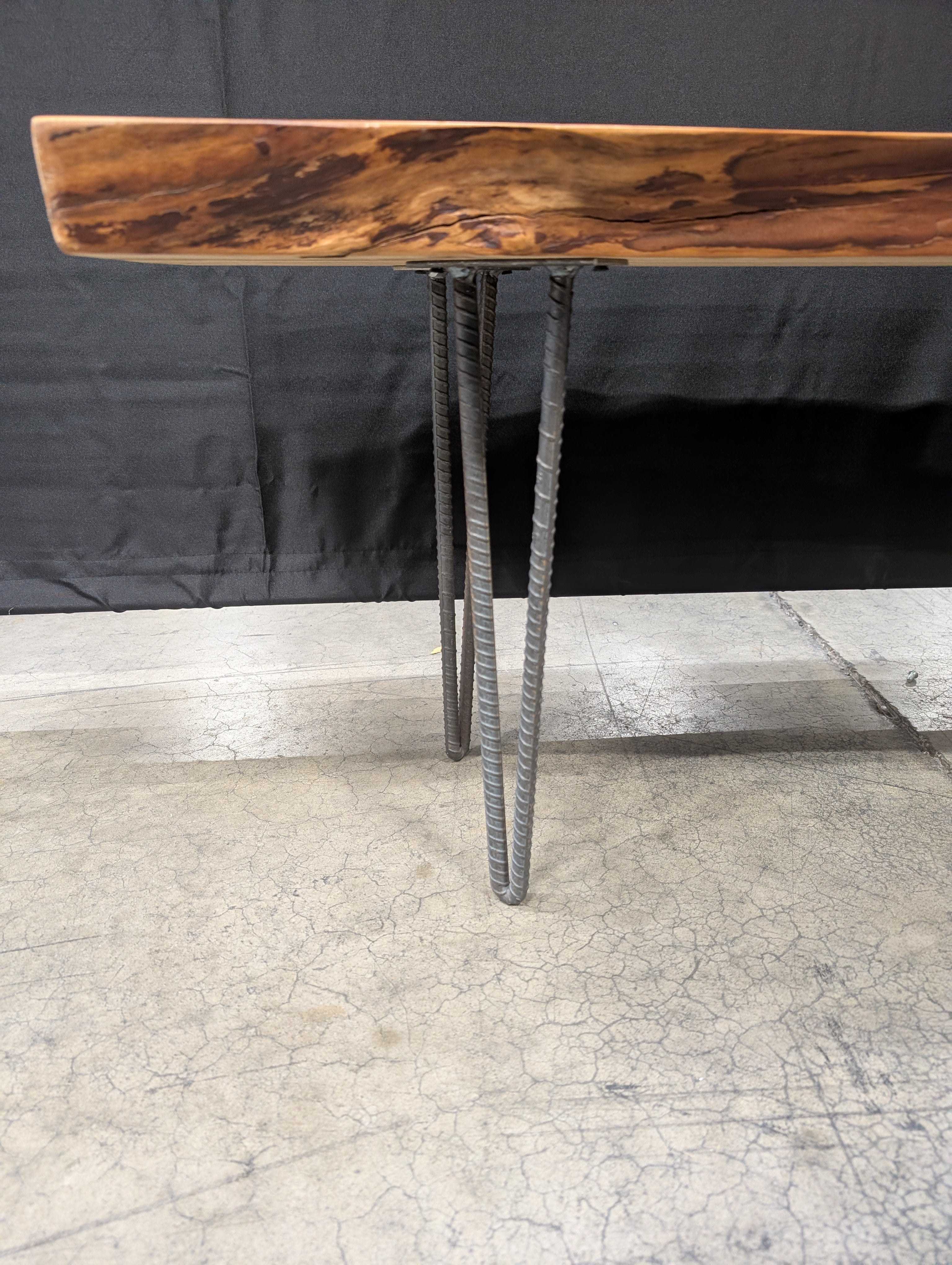 Rustic Live Edge Wood Slab Bench with Hairpin Legs - Image 5