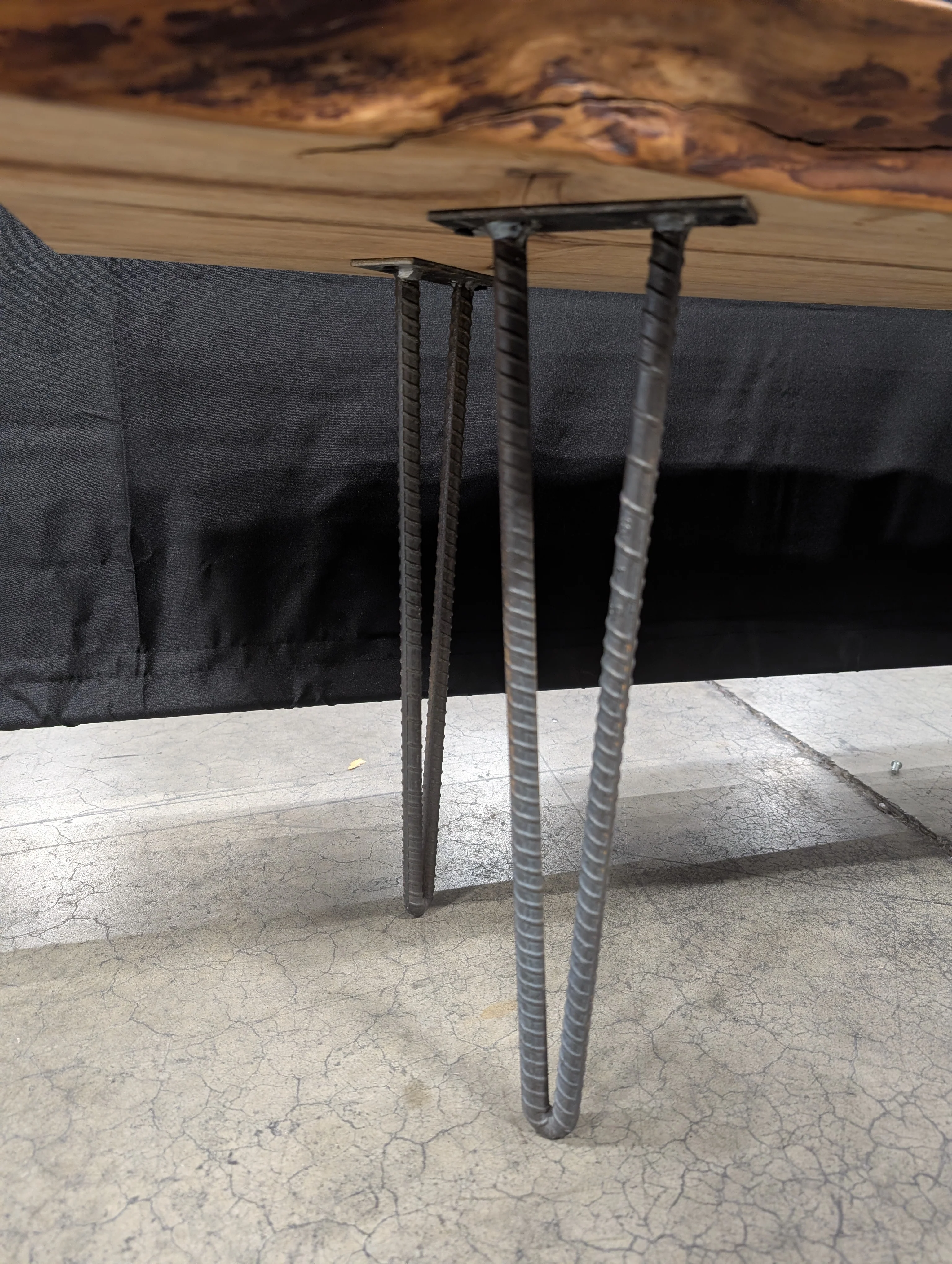 Rustic Live Edge Wood Slab Bench with Hairpin Legs - Image 6