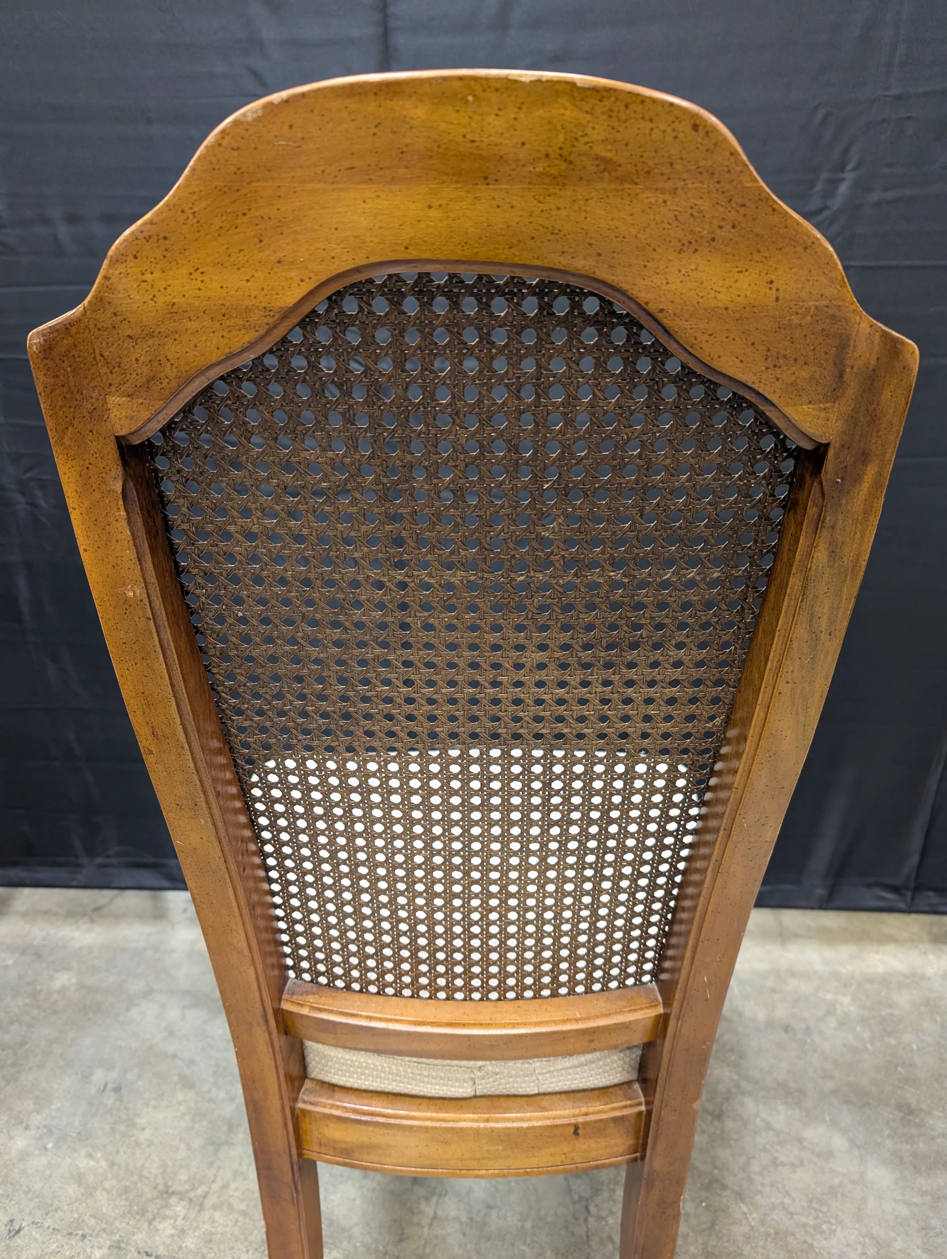 Vintage Style Cane Back Dining Chairs with Upholstered Seats - Image 5