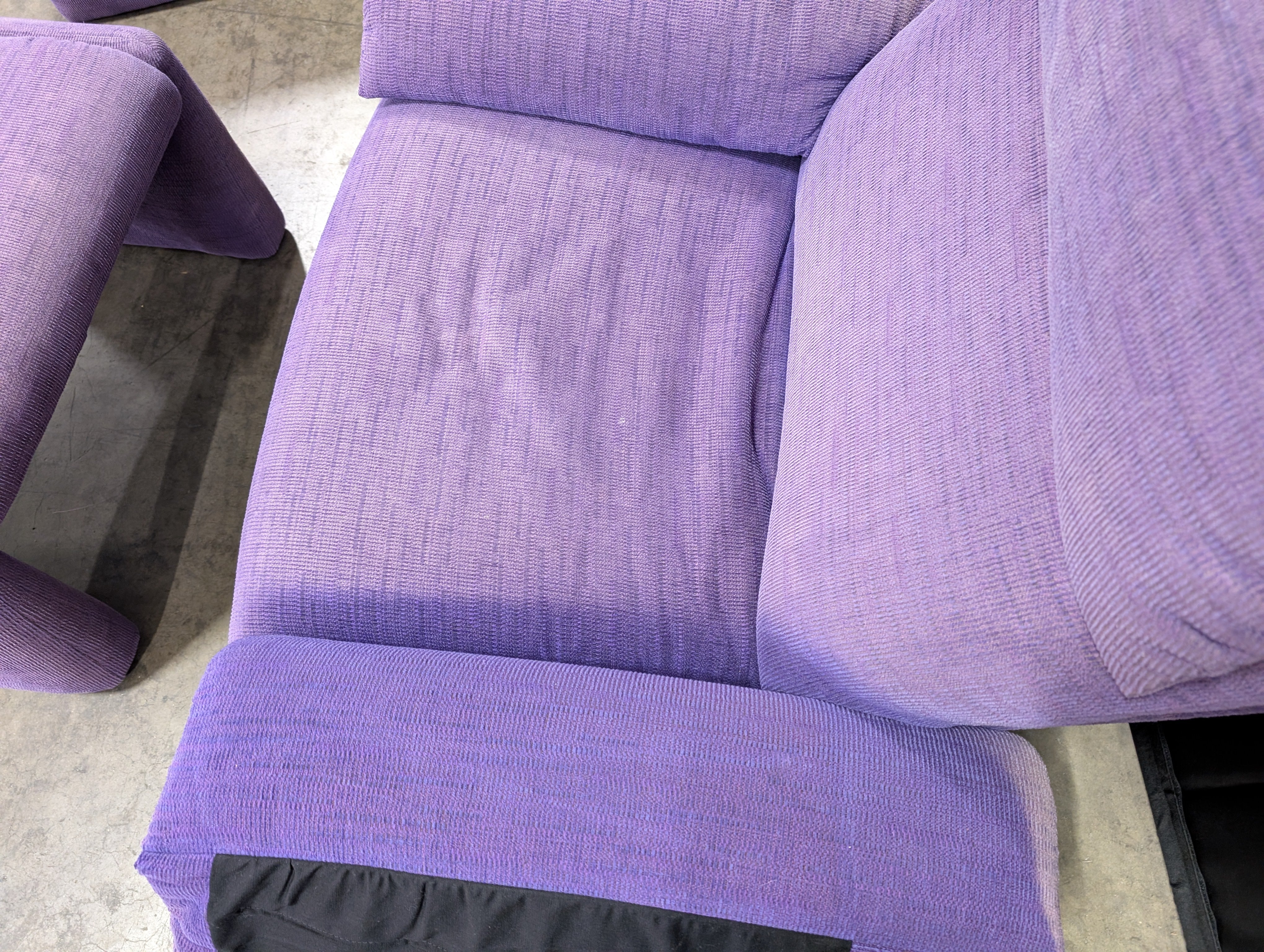 Used Purple Fabric Armchair with Matching Ottomans - Image 6