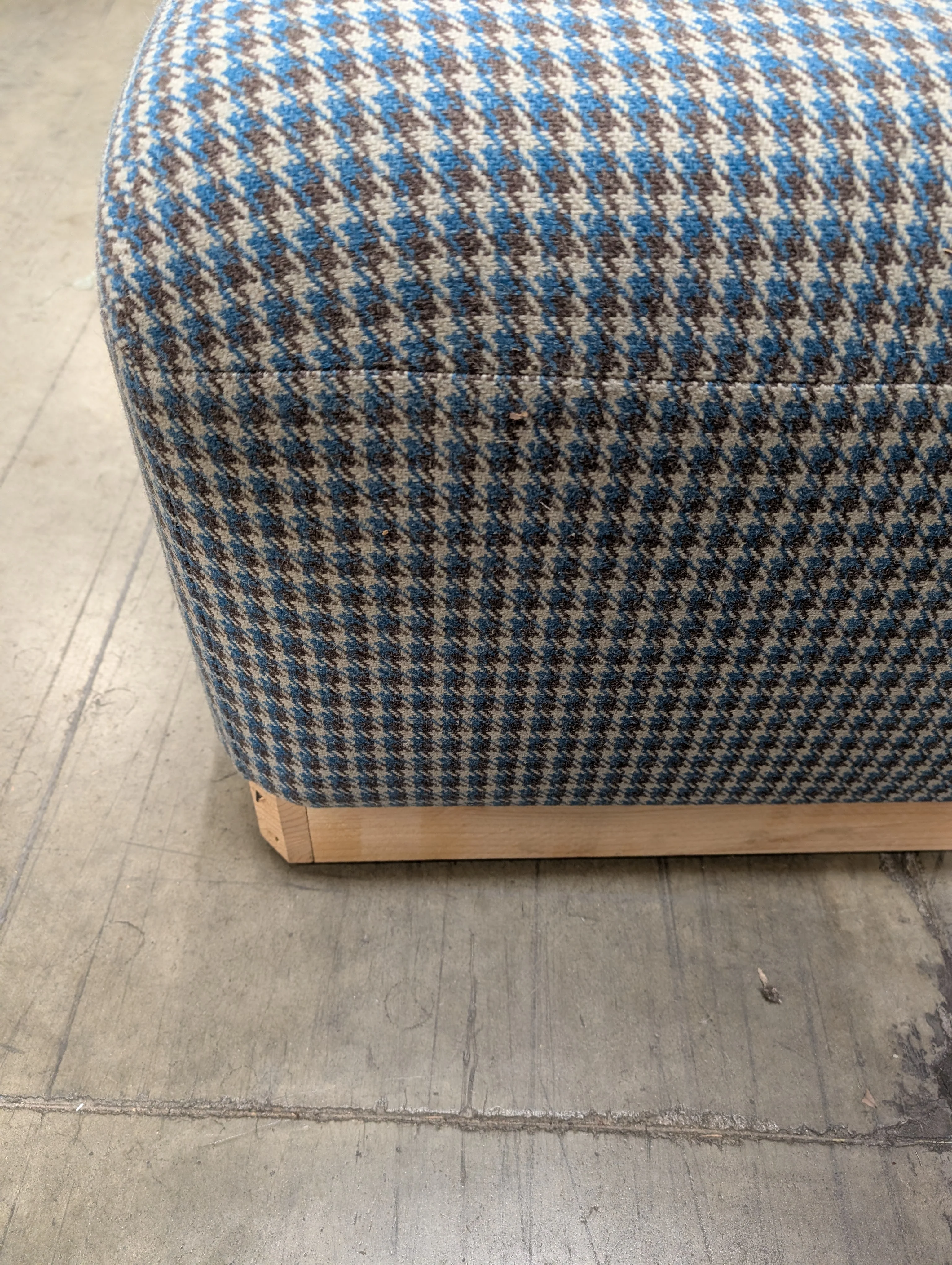 Big Patterned Upholstered Ottoman with Wooden Frame - Image 5