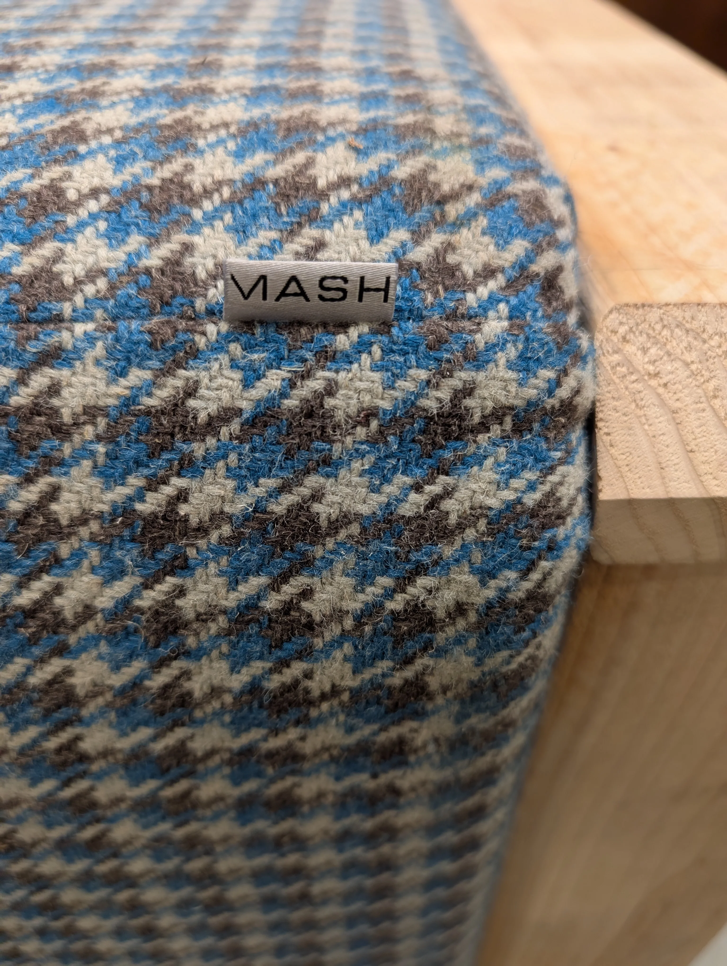 Big Patterned Upholstered Ottoman with Wooden Frame - Image 7