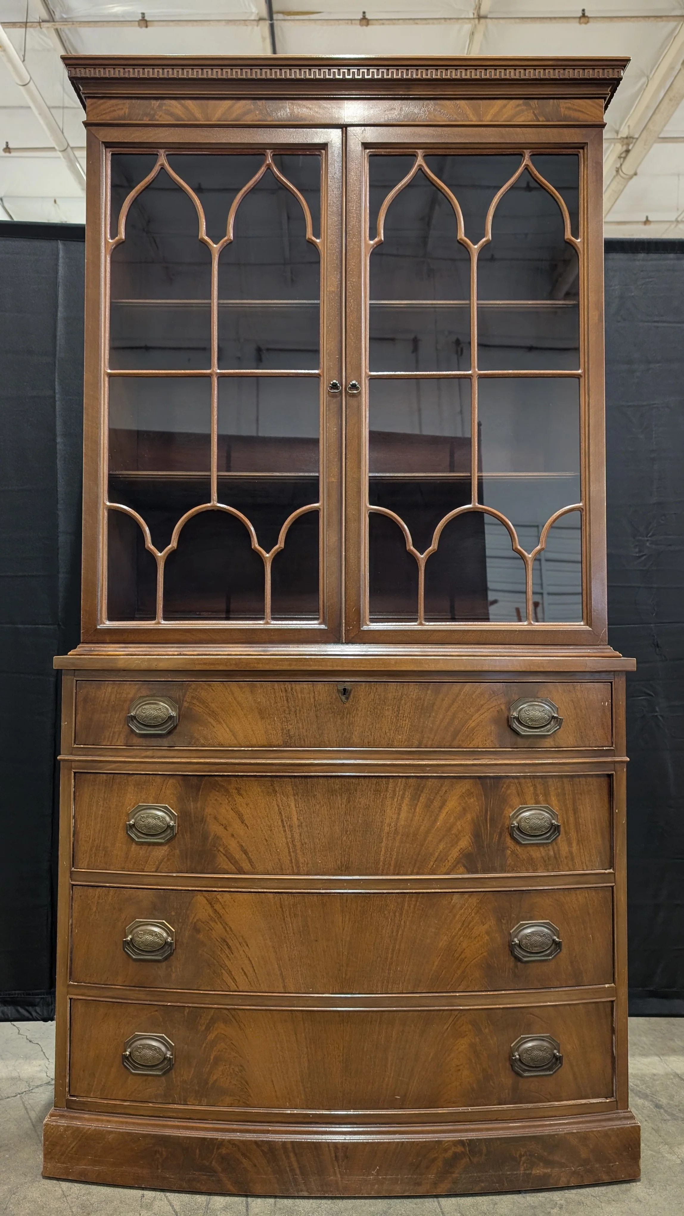 Vintage Display Cabinet with Glass Doors and Drawers - Image 2