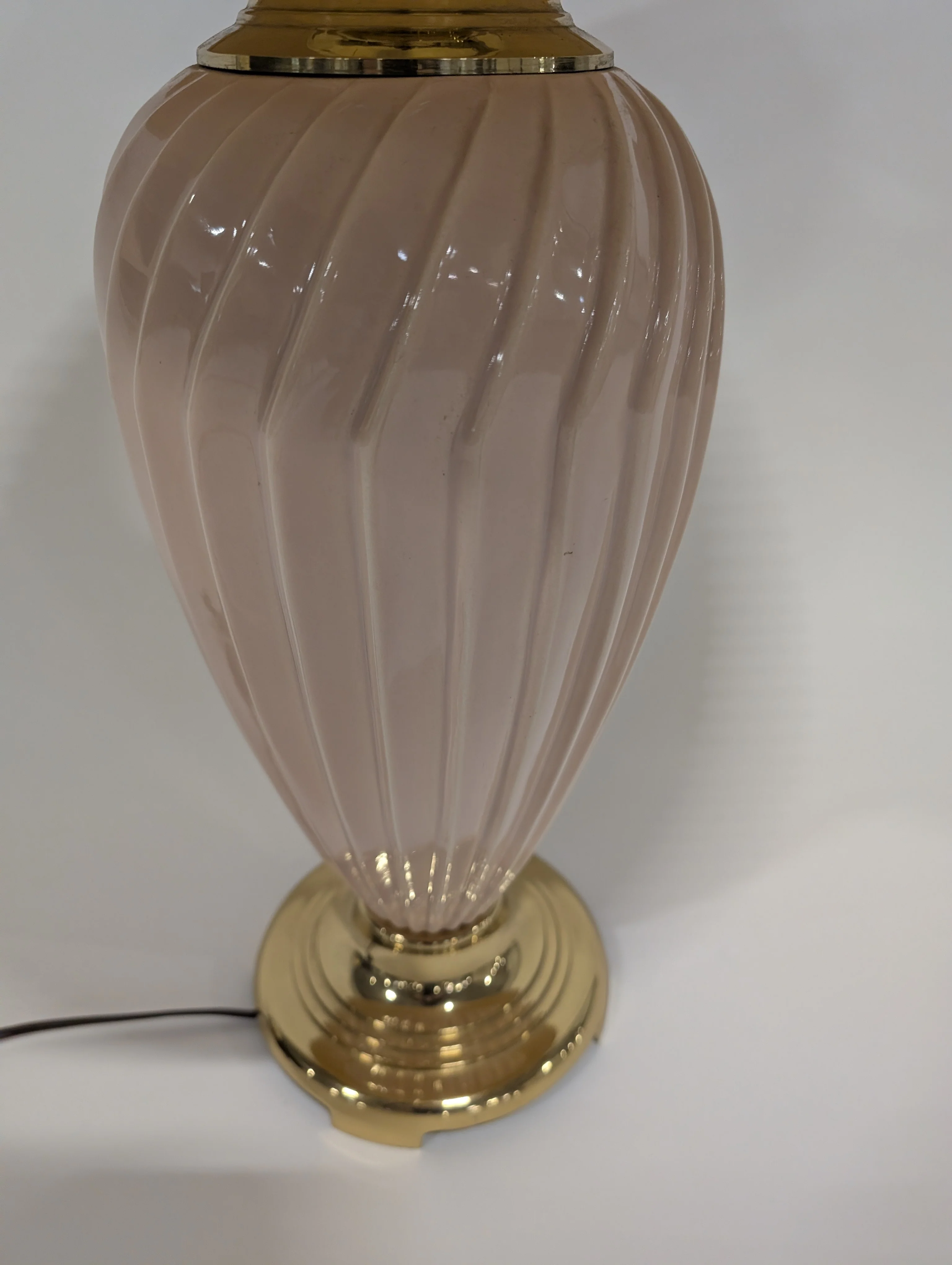 Vintage Style Pleated Shade Table Lamp with Pink Ceramic Glass Base - Image 8