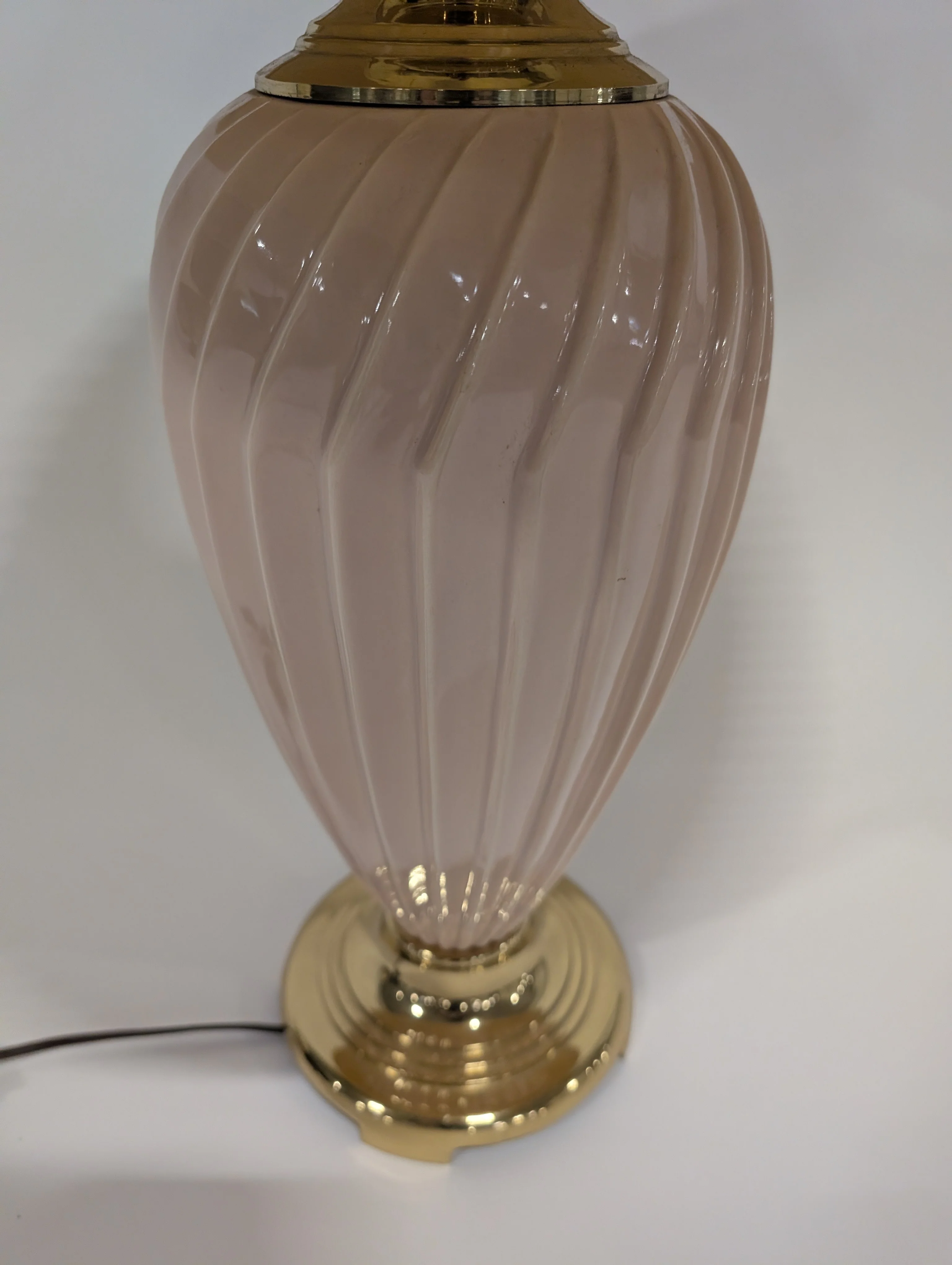 Vintage Style Pleated Shade Table Lamp with Pink Ceramic Glass Base - Image 9