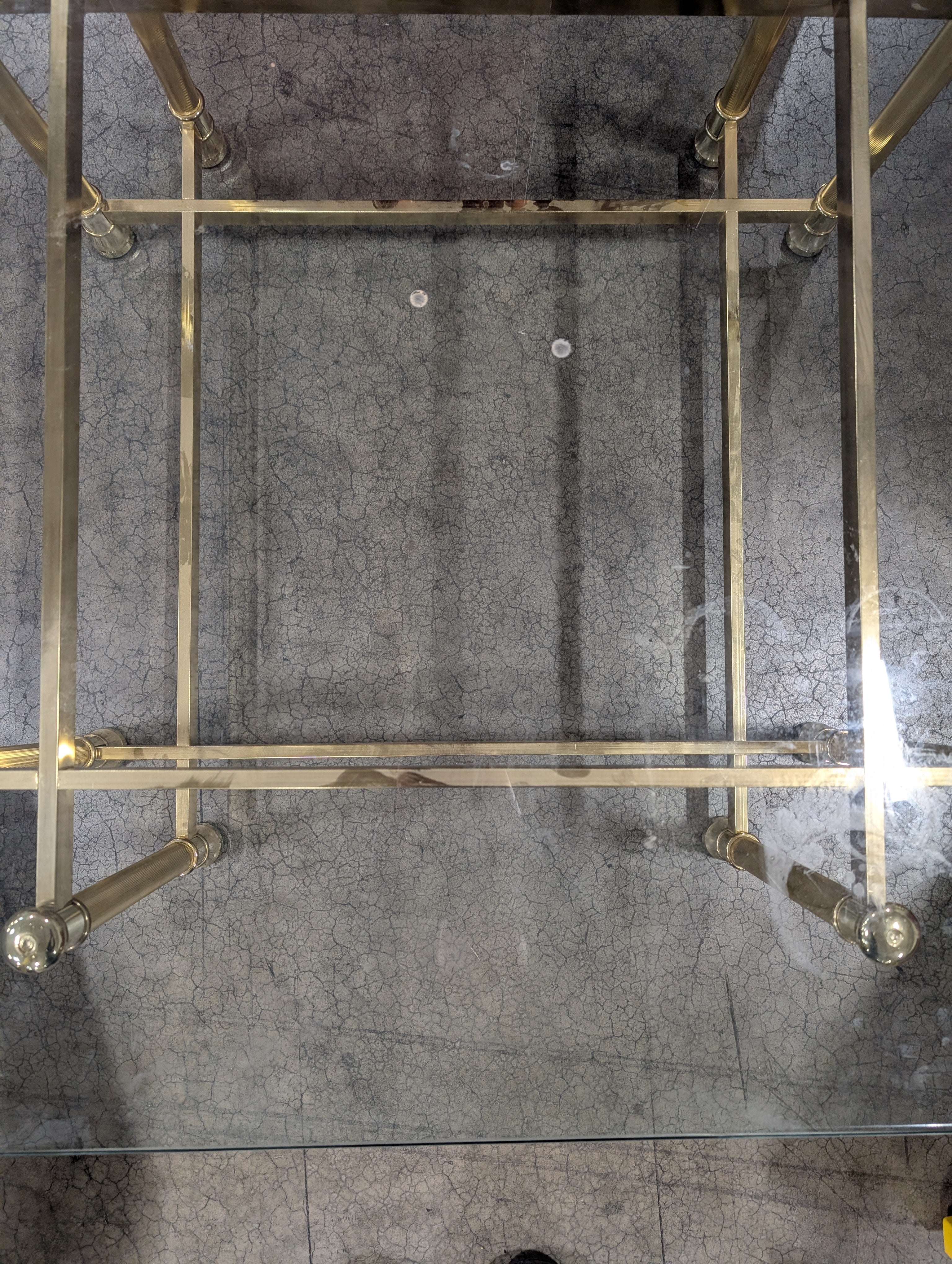 Octagonal Glass Top Coffee Table with Mixed Metal Frame