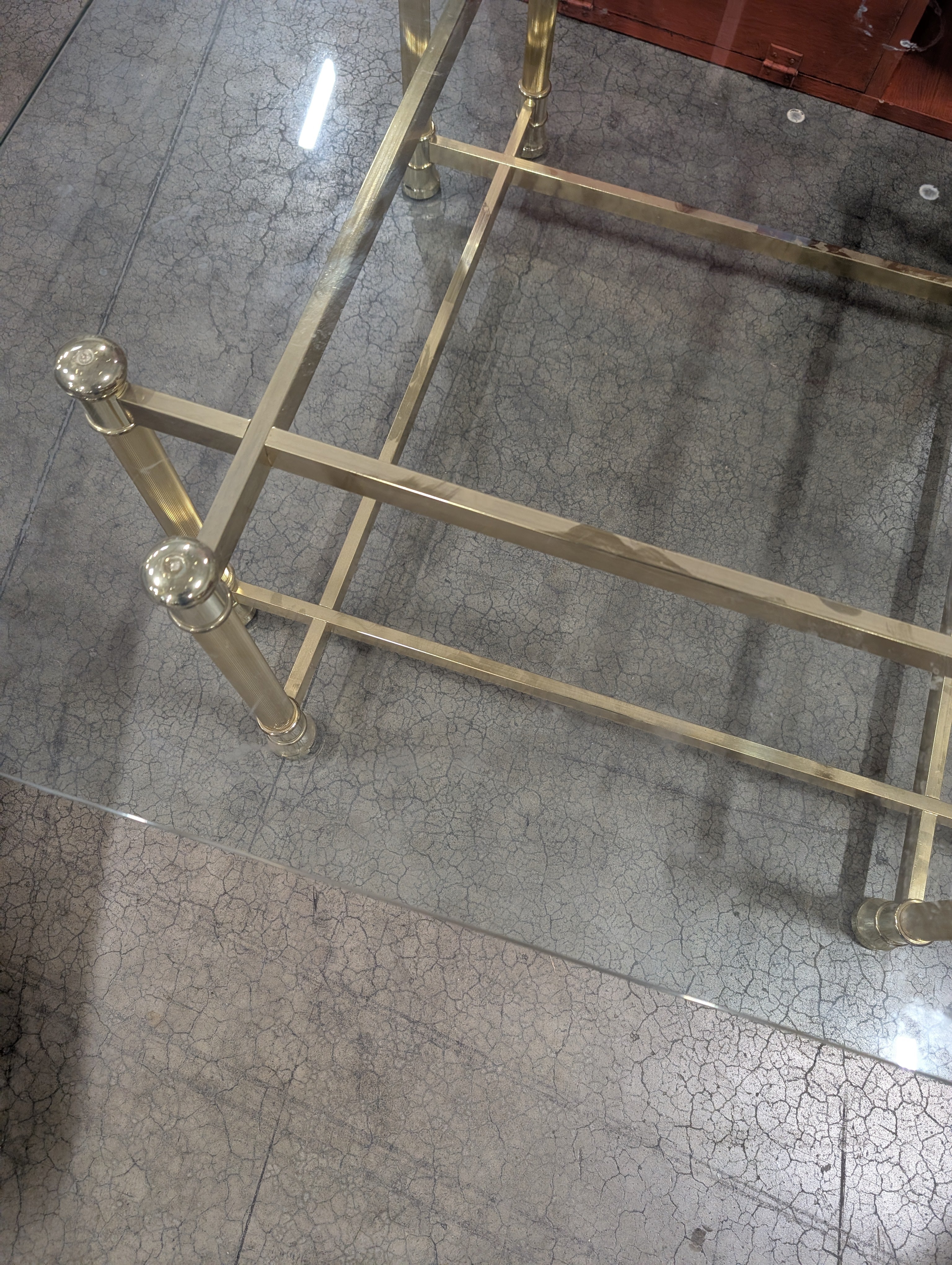 Octagonal Glass Top Coffee Table with Mixed Metal Frame - Image 2