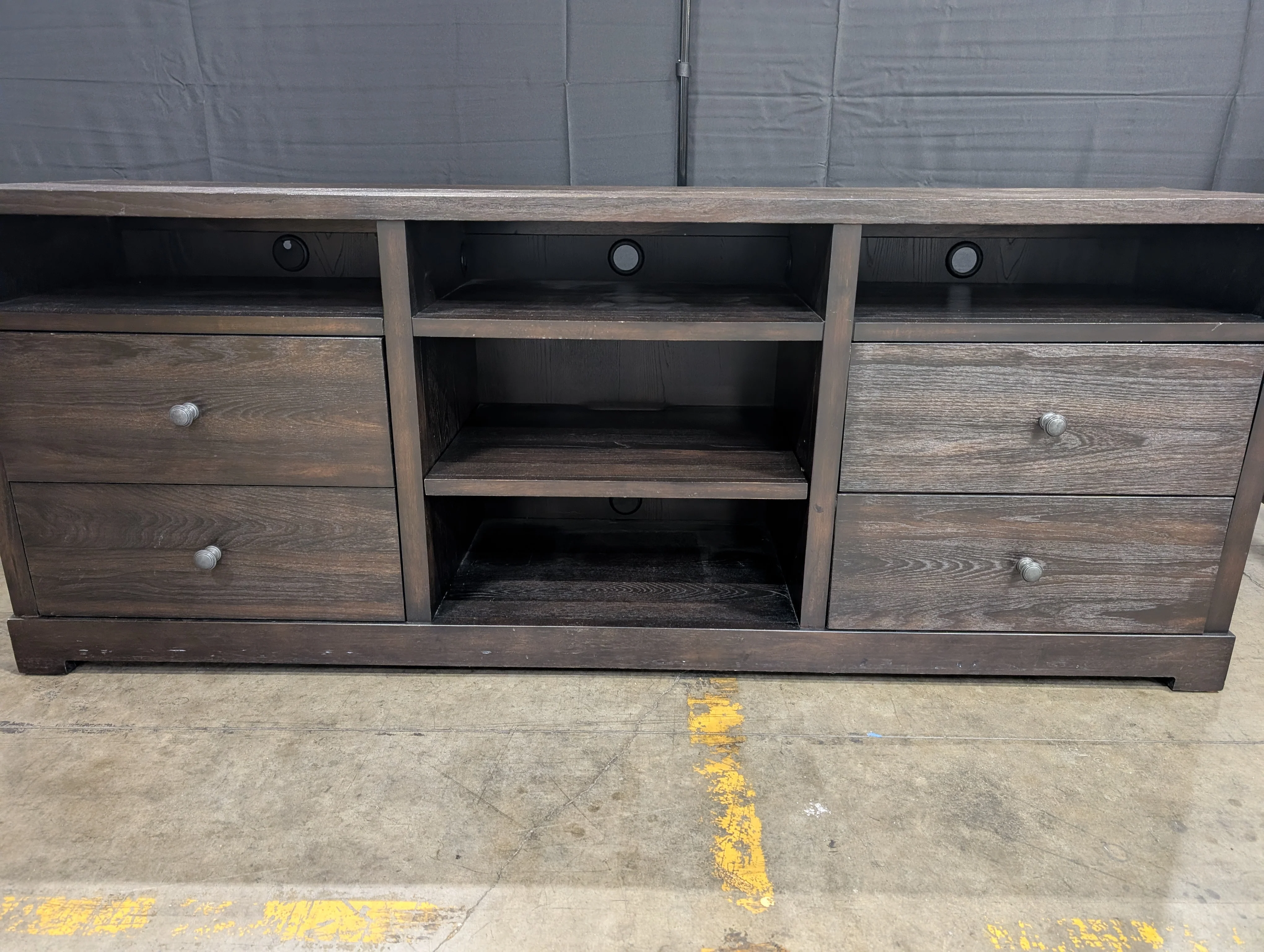 Dark Wood Bassett Media Console with Storage