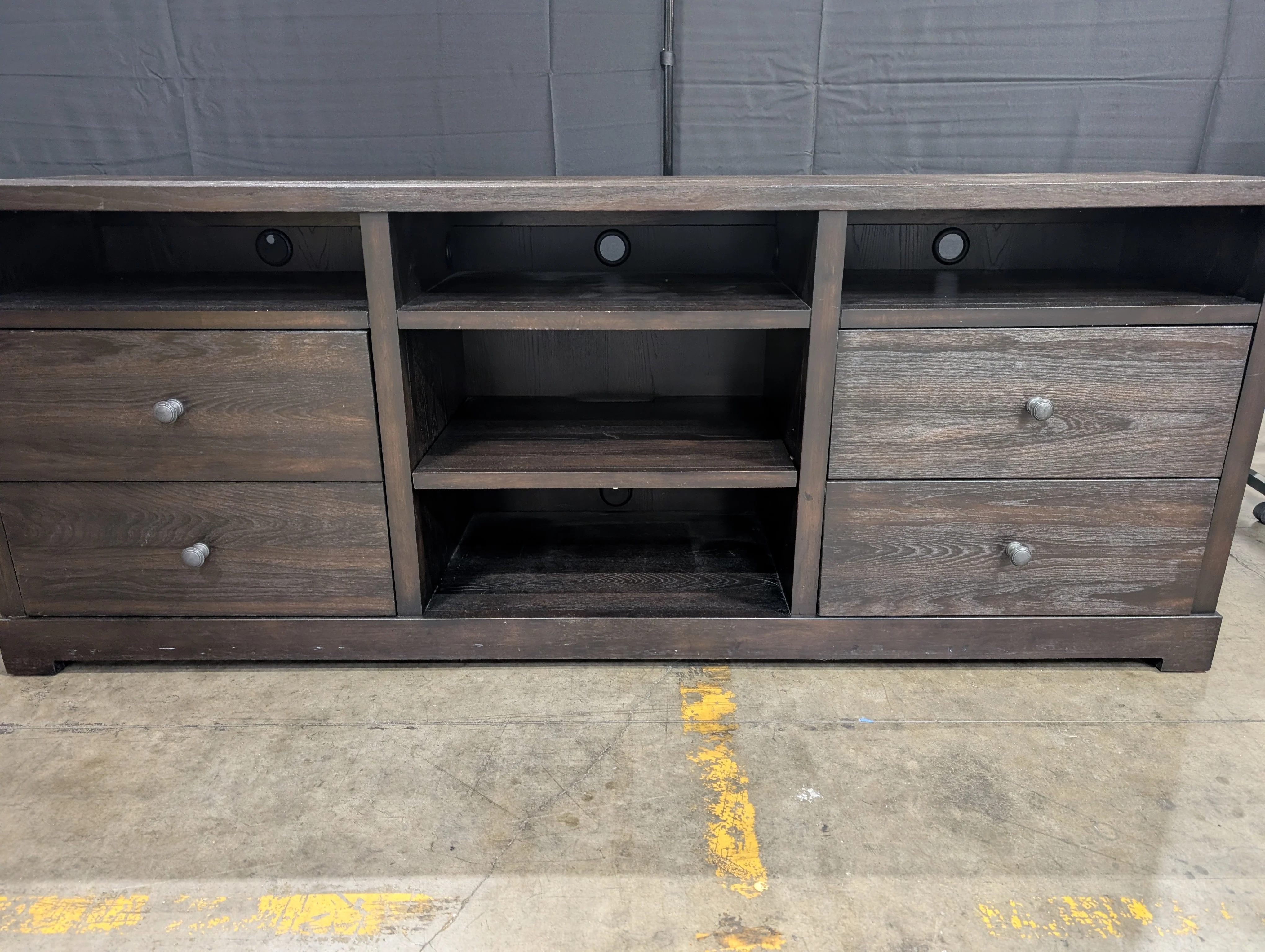 Dark Wood Bassett Media Console with Storage - Image 2