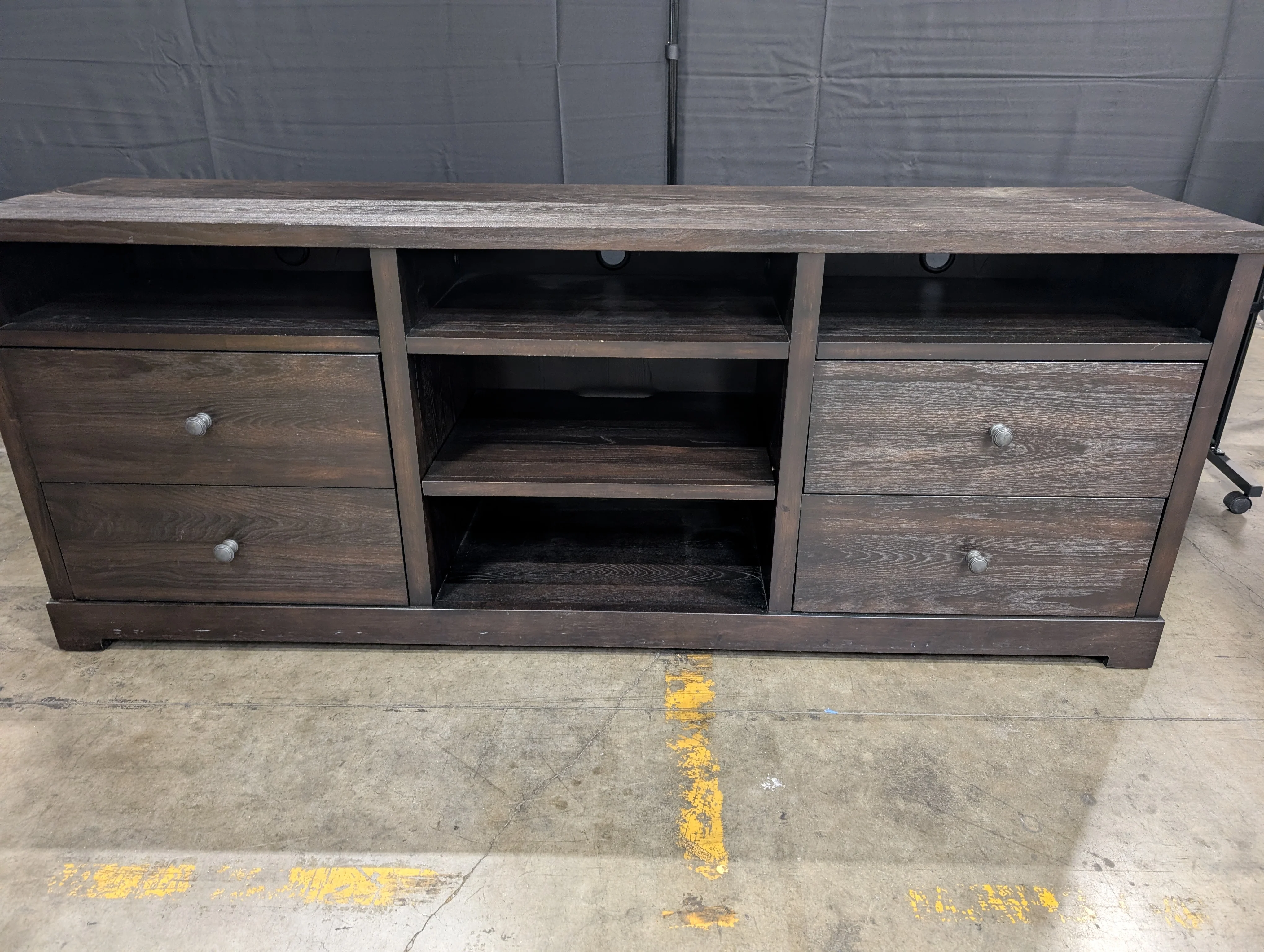 Dark Wood Bassett Media Console with Storage - Image 3