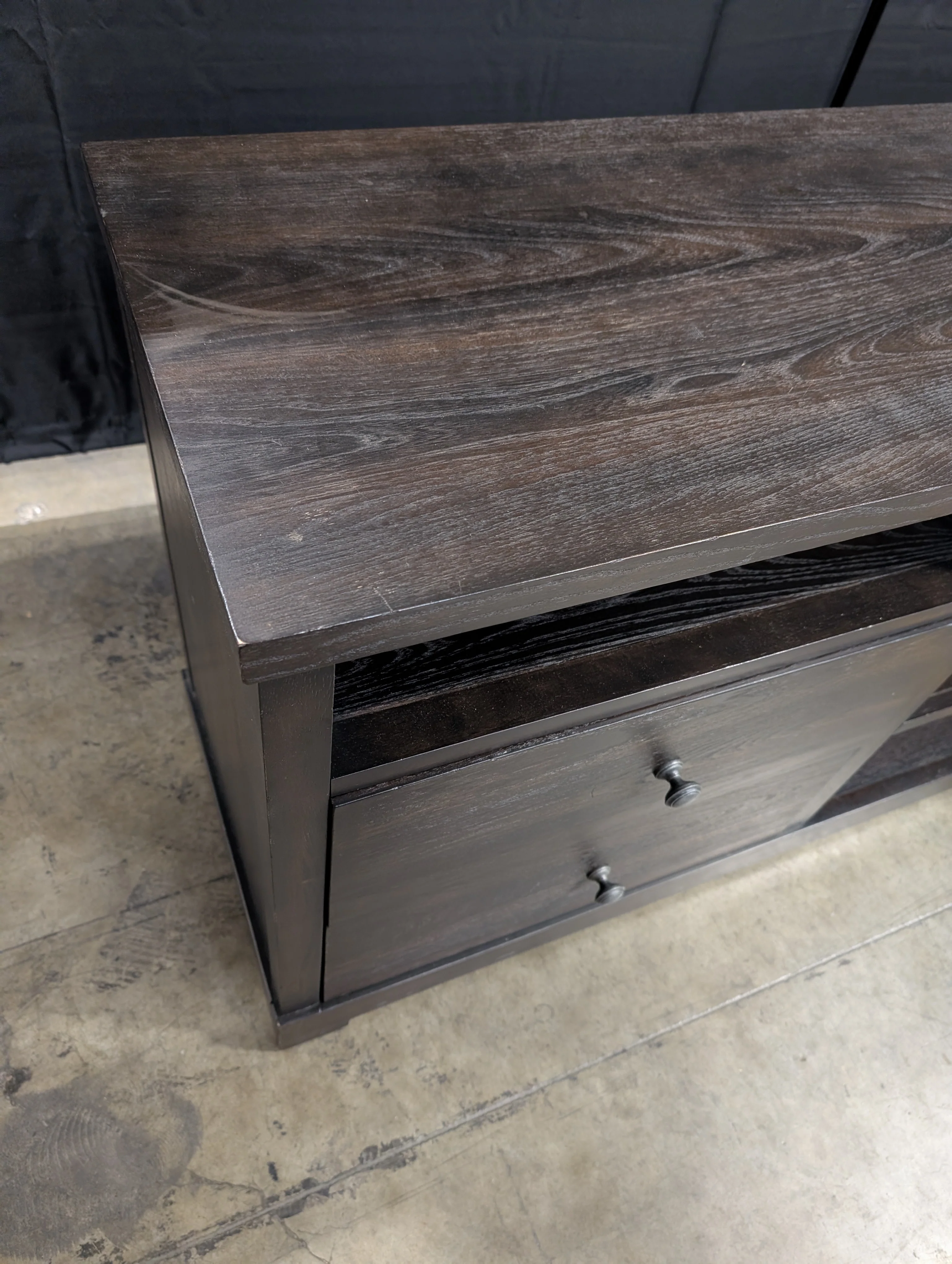 Dark Wood Bassett Media Console with Storage - Image 4