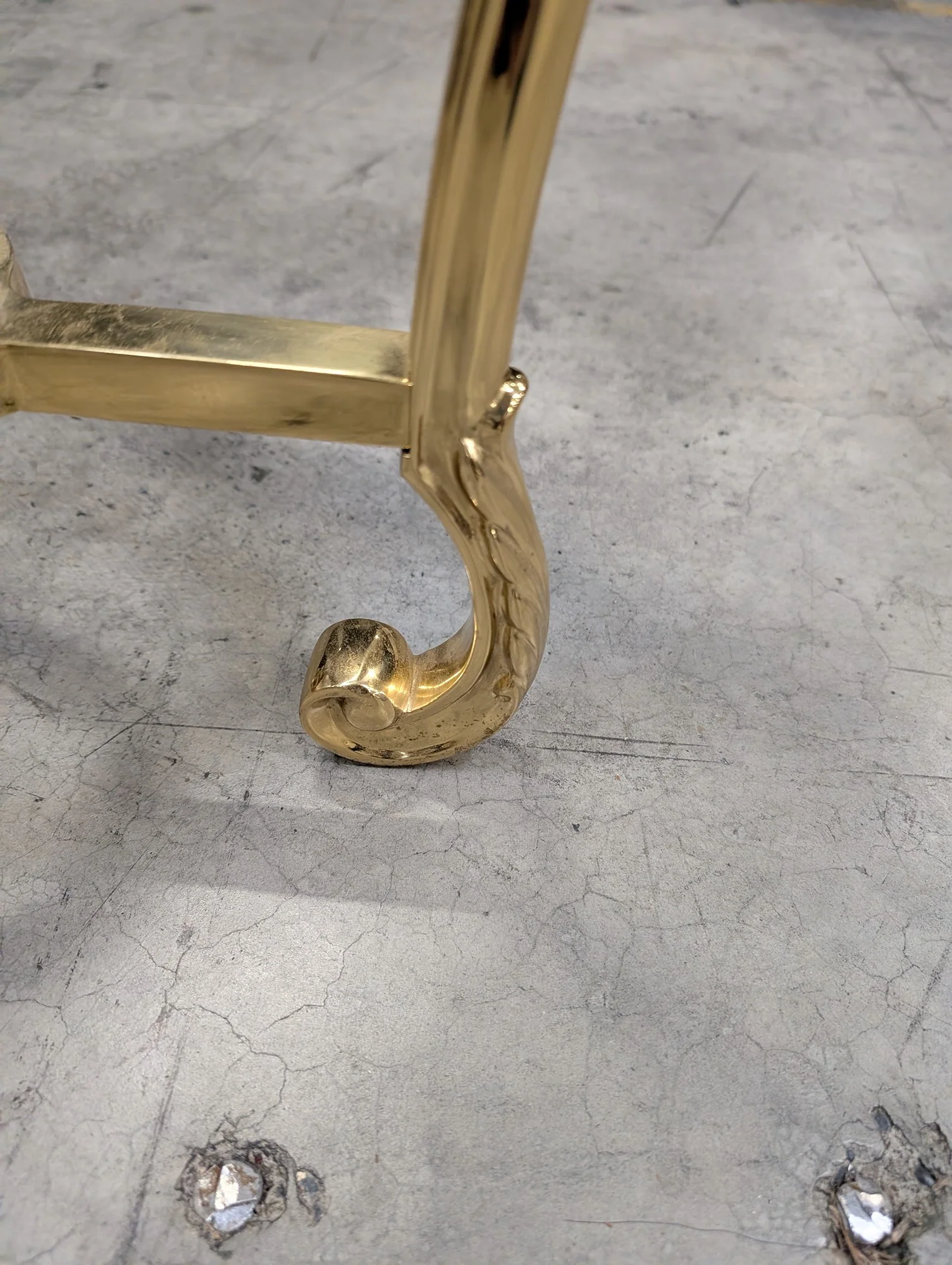 Vintage Gold-Tone Metal and Glass Oval Cocktail Table - Image 5