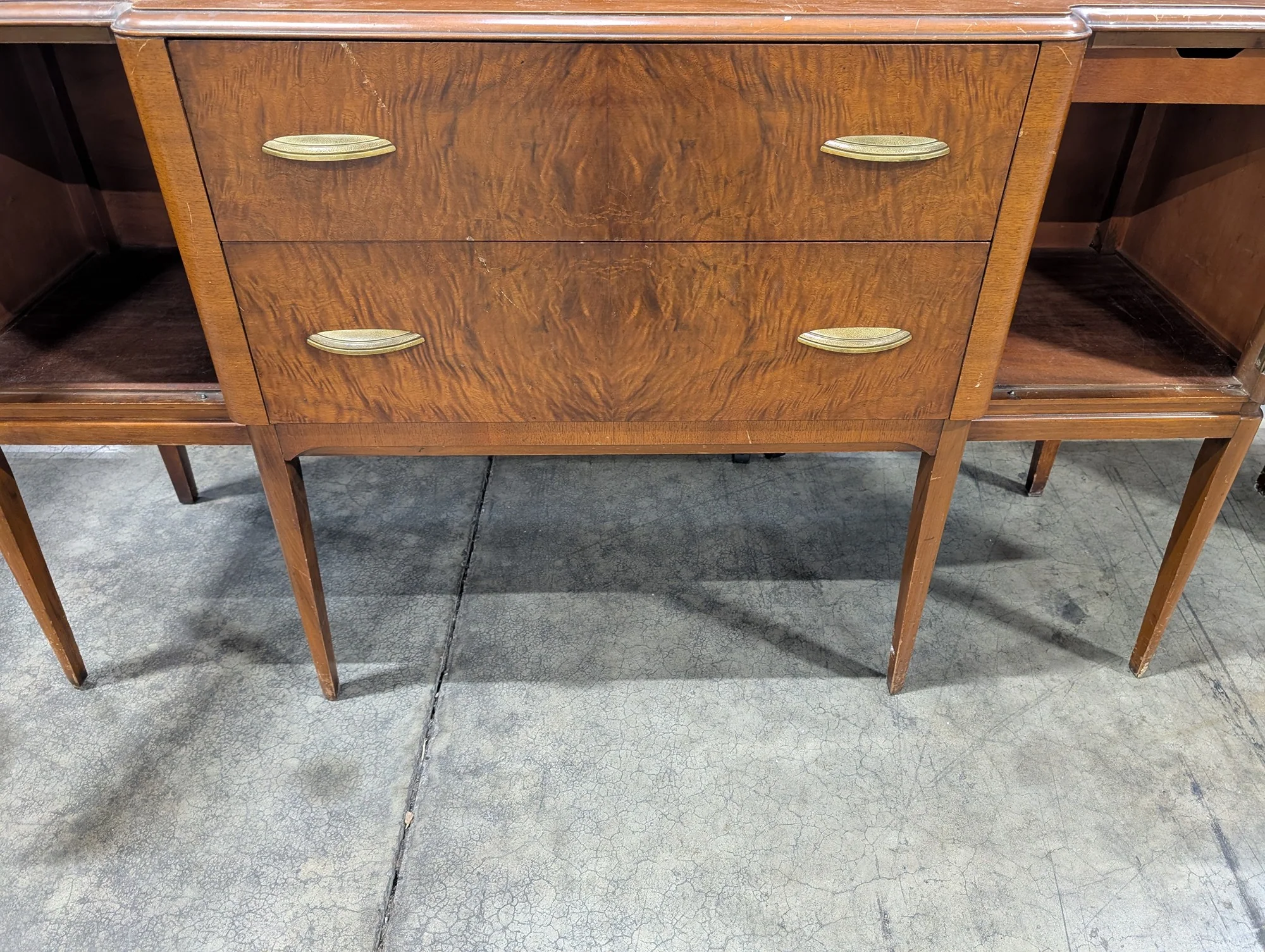 Vintage Mid-Century Modern Wood Sideboard Buffet with Burl Veneer - Image 5