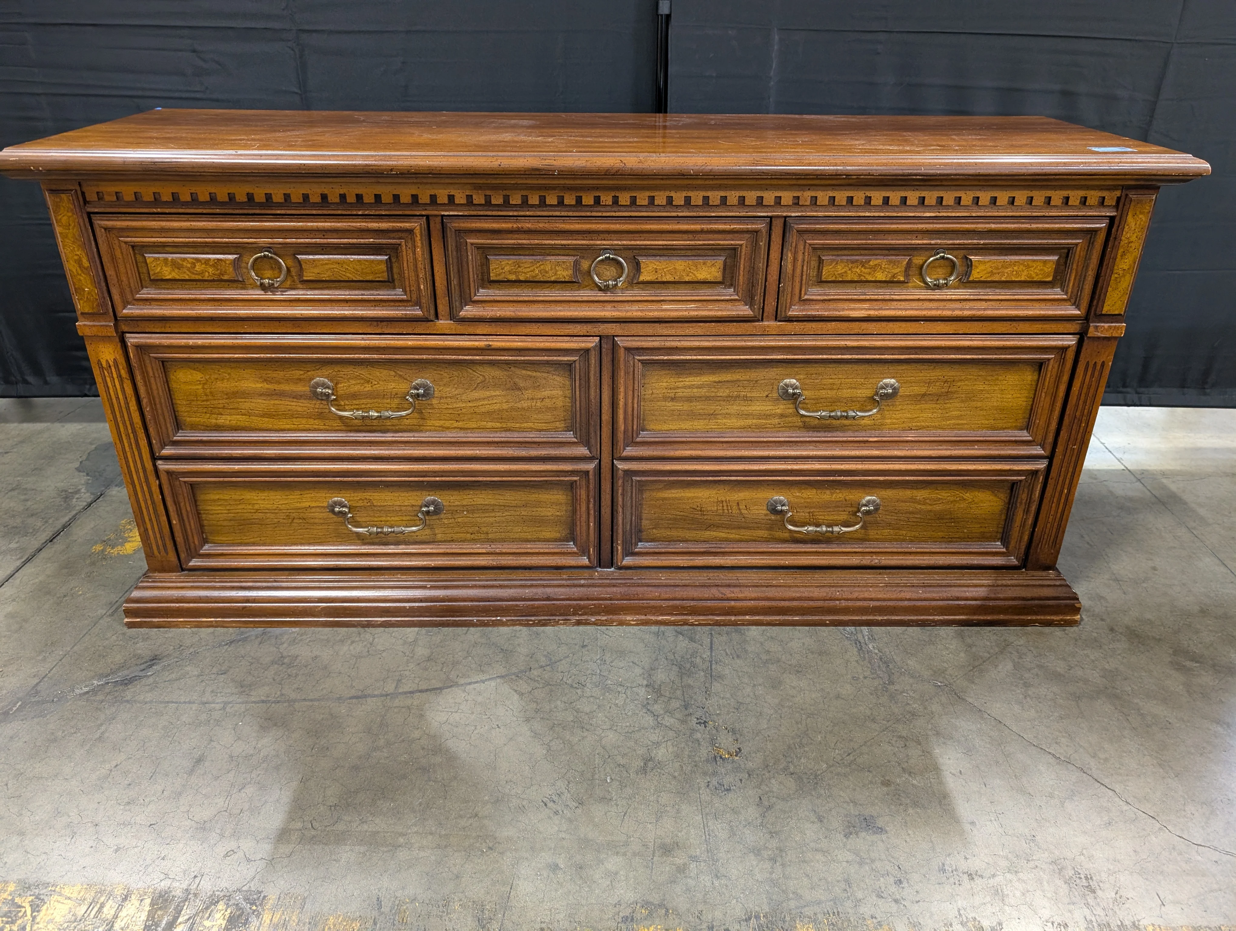 Traditional Dark Wood Seven-Drawer Dresser (NO MIRROR)