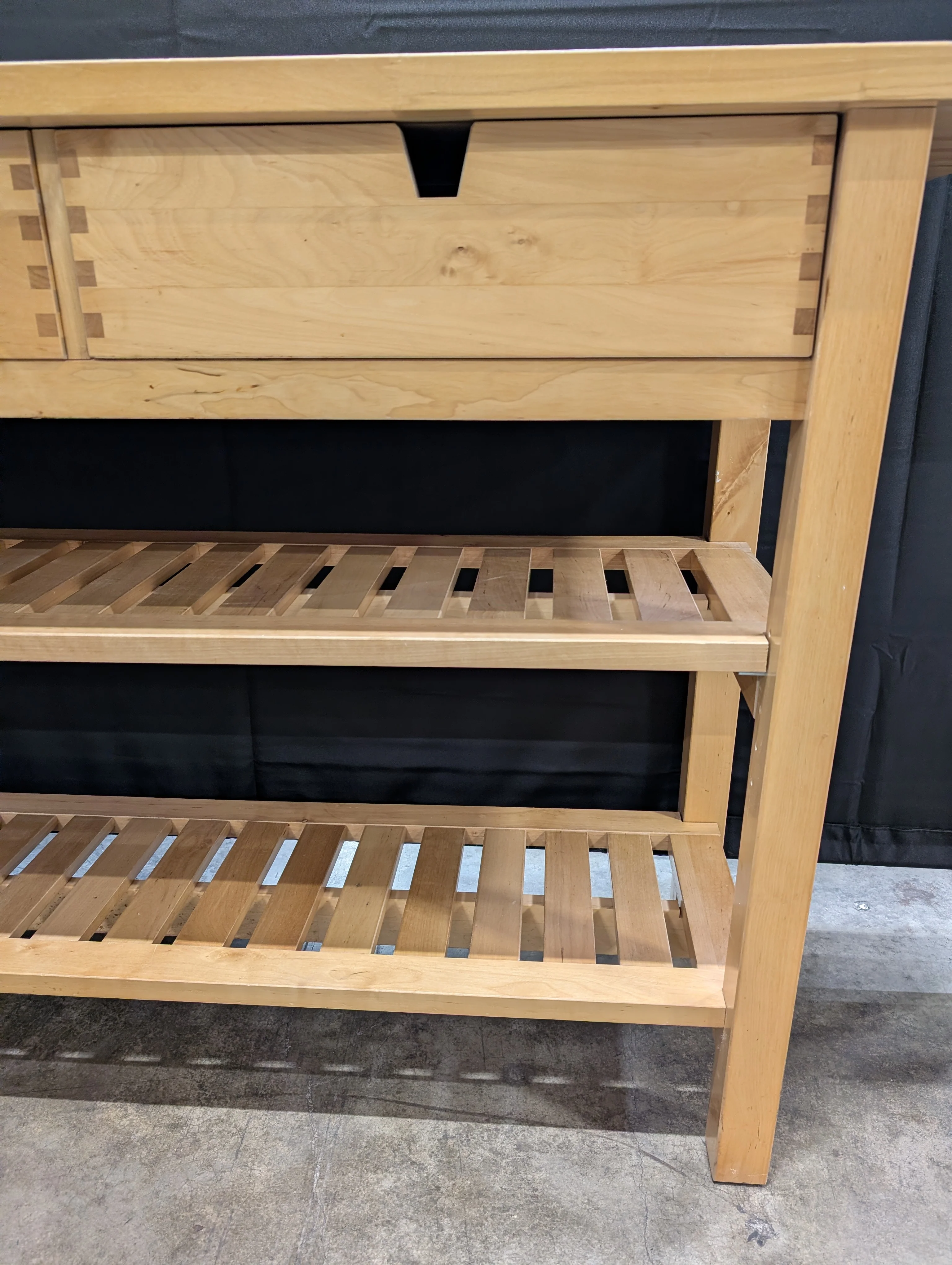 Solid Wood Console Table with Drawer and Slatted Shelves - Image 3