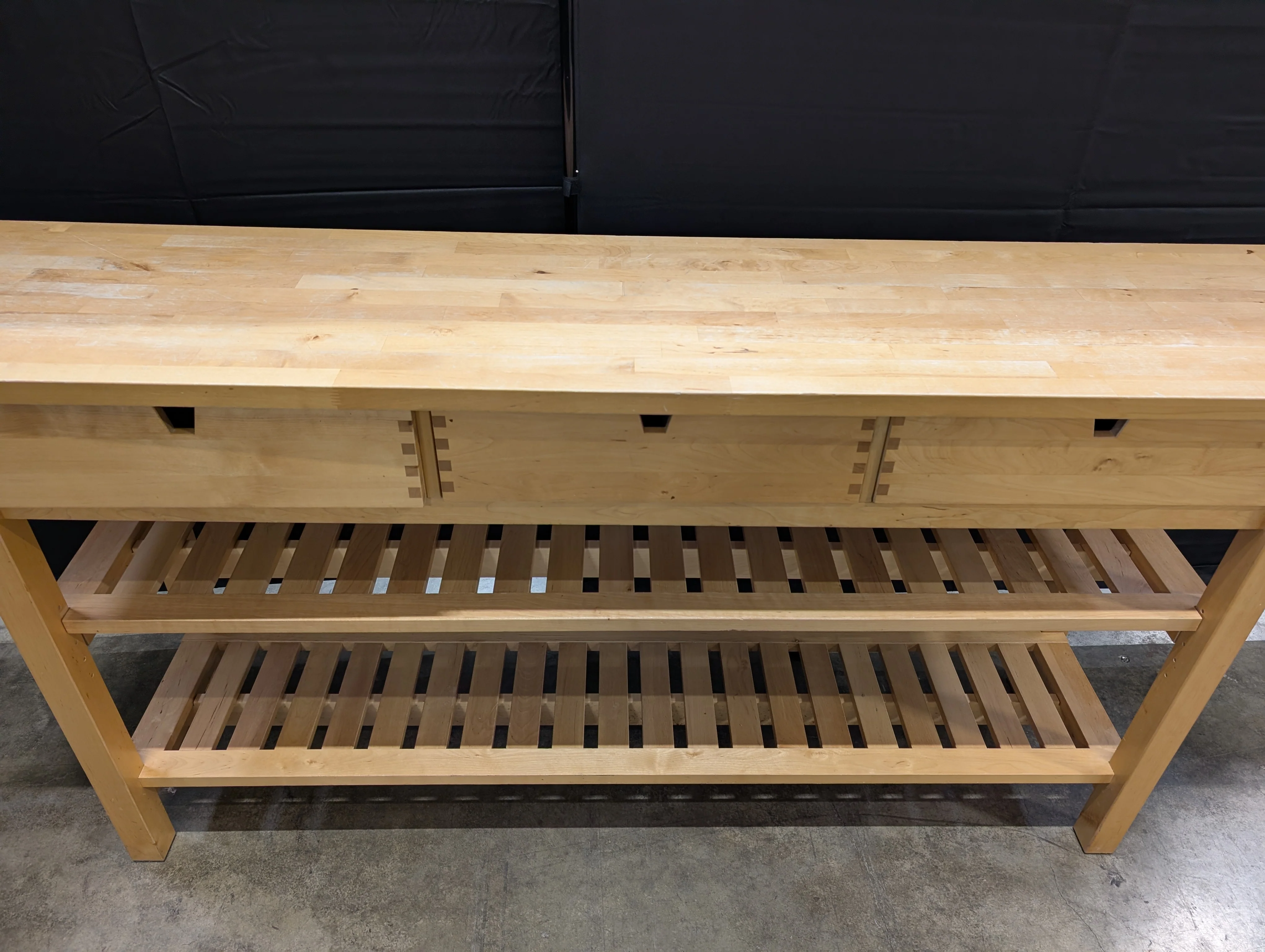 Solid Wood Console Table with Drawer and Slatted Shelves - Image 4
