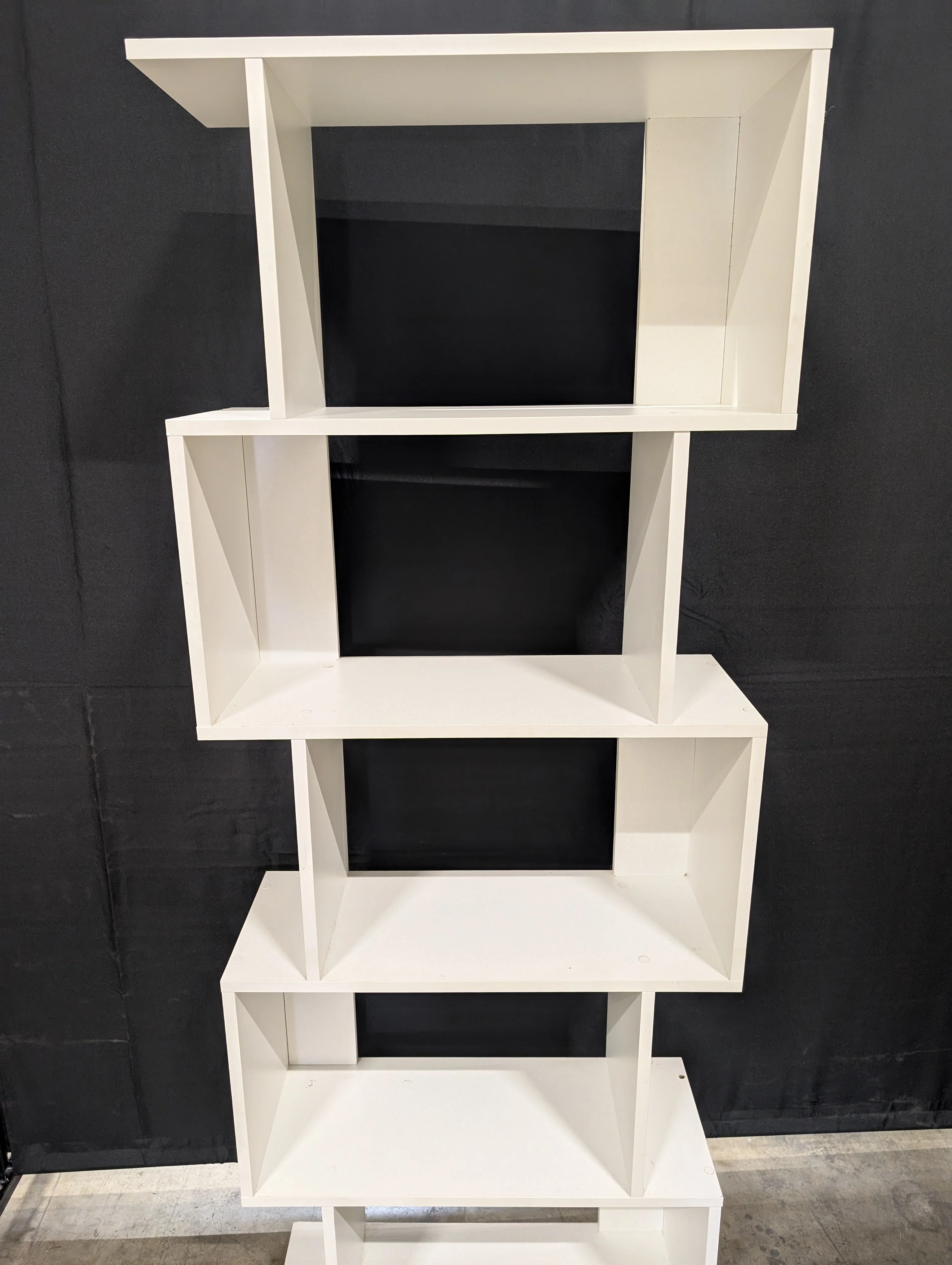 Modern White Geometric Open Shelf Bookcase Display Unit - Image 3