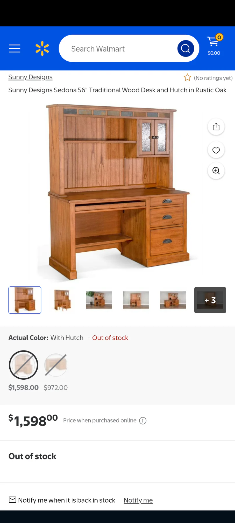 Sunny Designs Sedona Traditional Wood Desk and Hutch in Rustic Oak - Image 12
