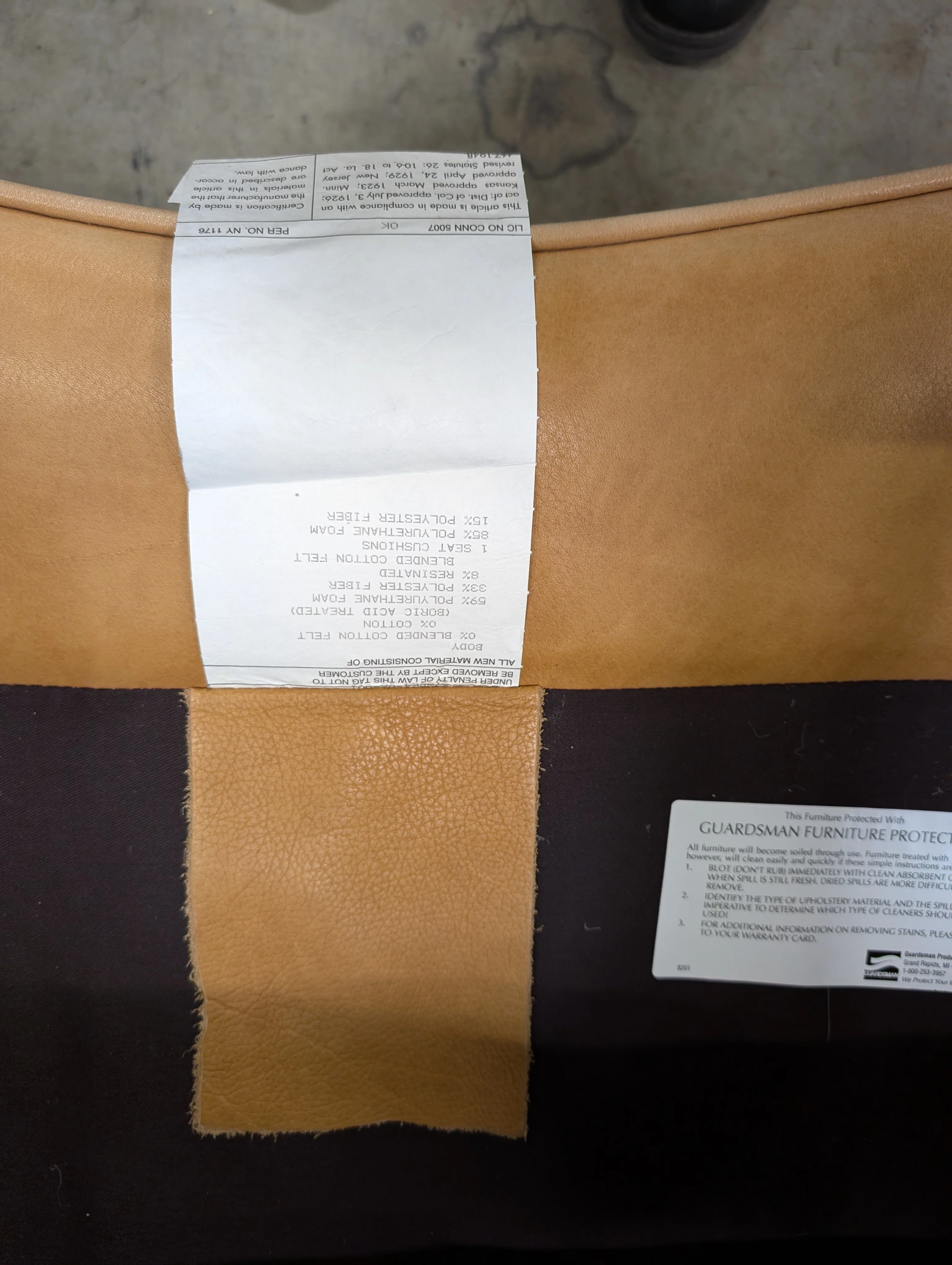 Tan Leather ETHAN ALLEN Armchair with Matching Ottoman - Image 9