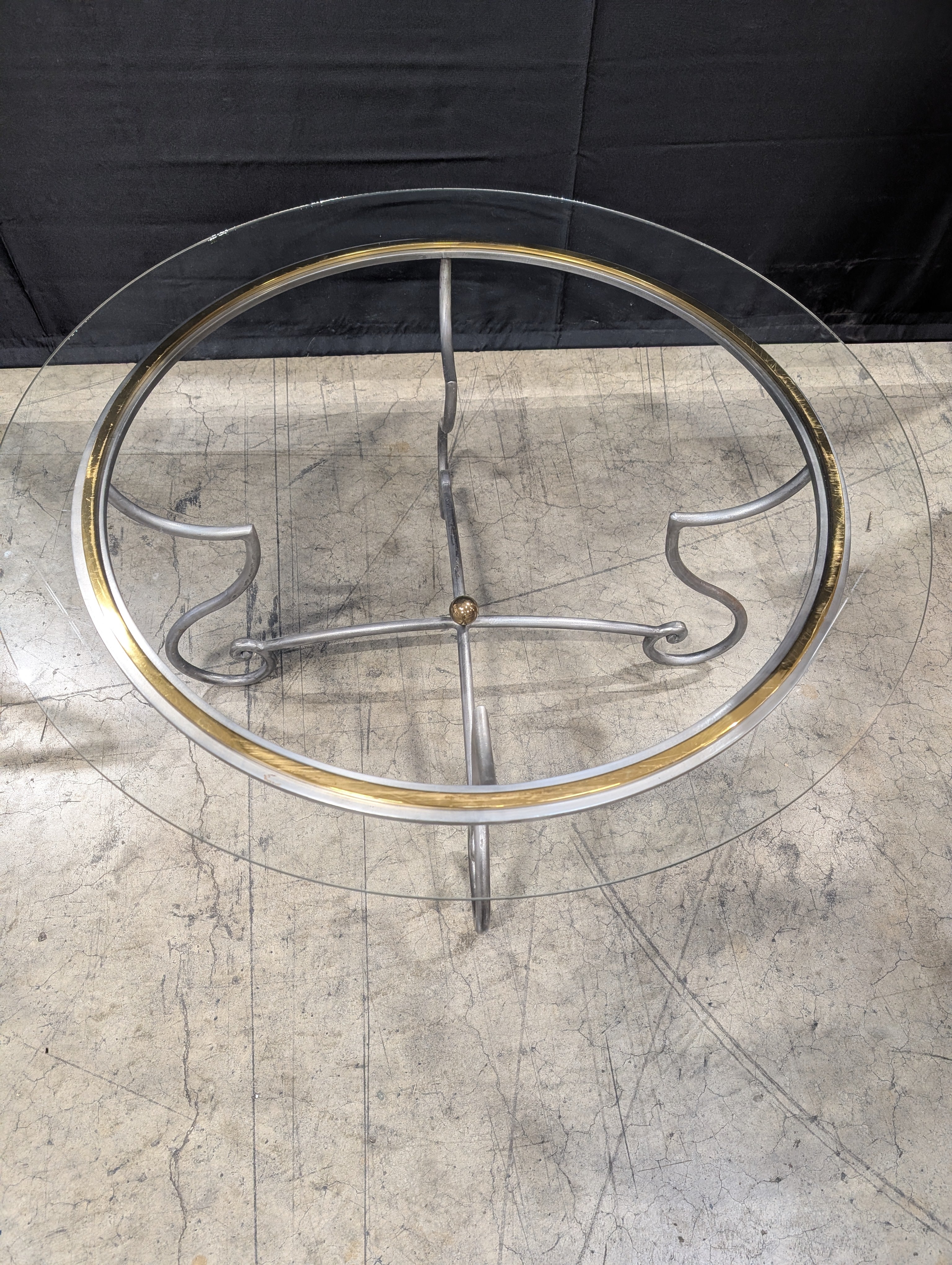 Glass Top Accent Table with Scrolled Metal Base - Image 2