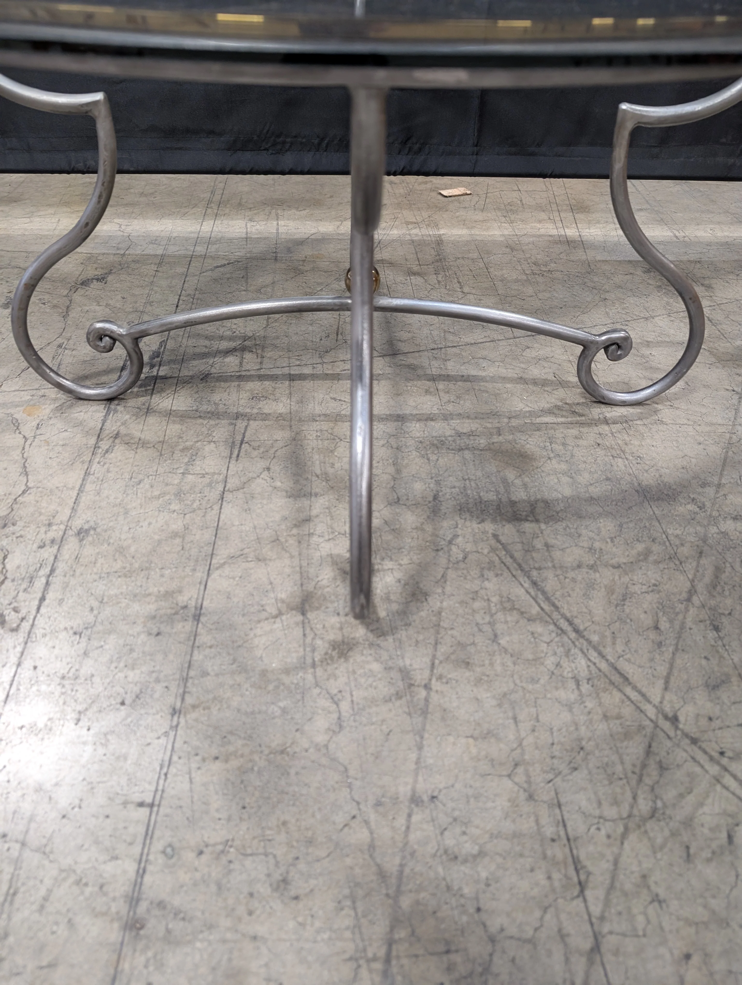 Glass Top Accent Table with Scrolled Metal Base - Image 3