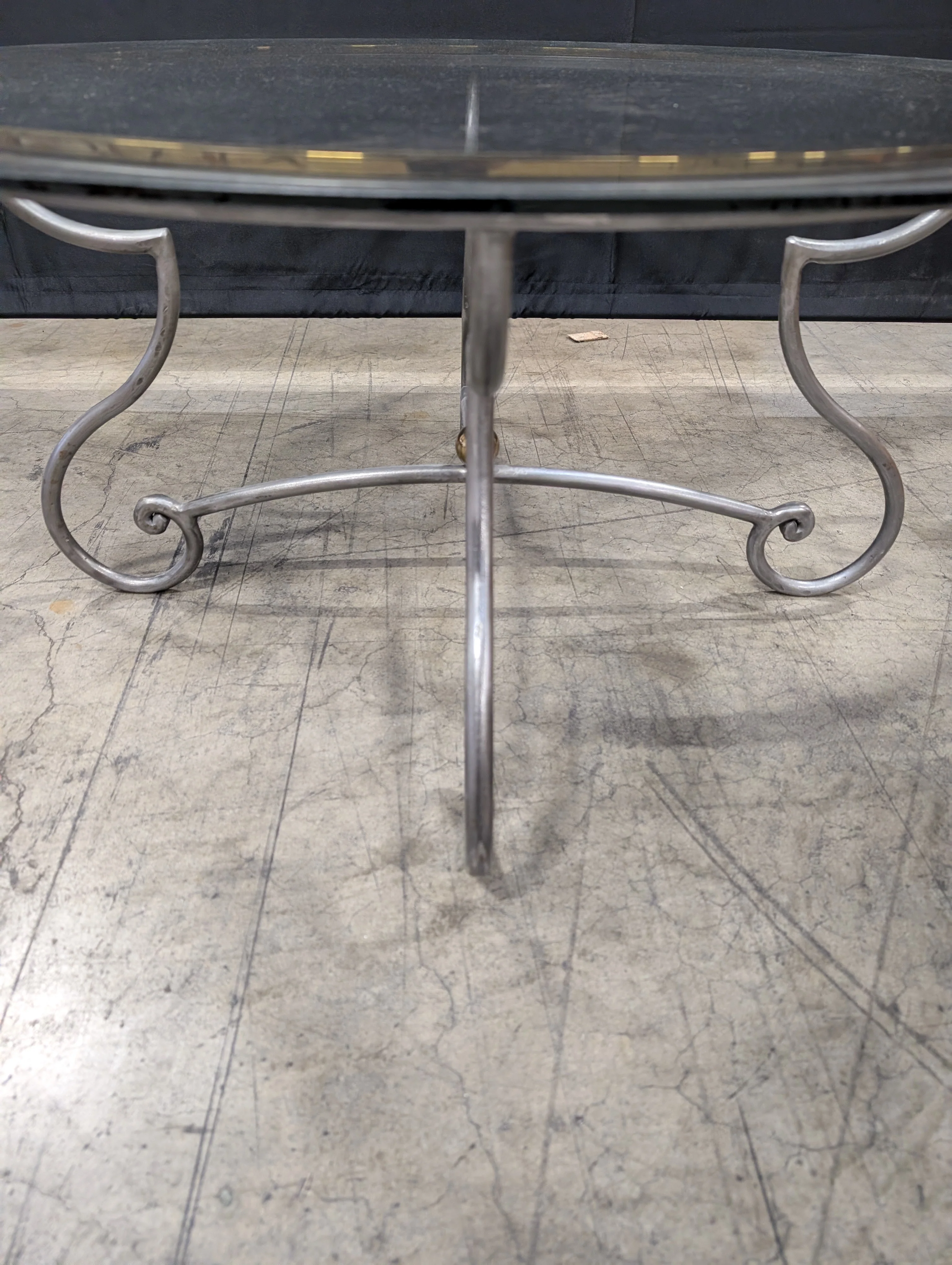 Glass Top Accent Table with Scrolled Metal Base - Image 4