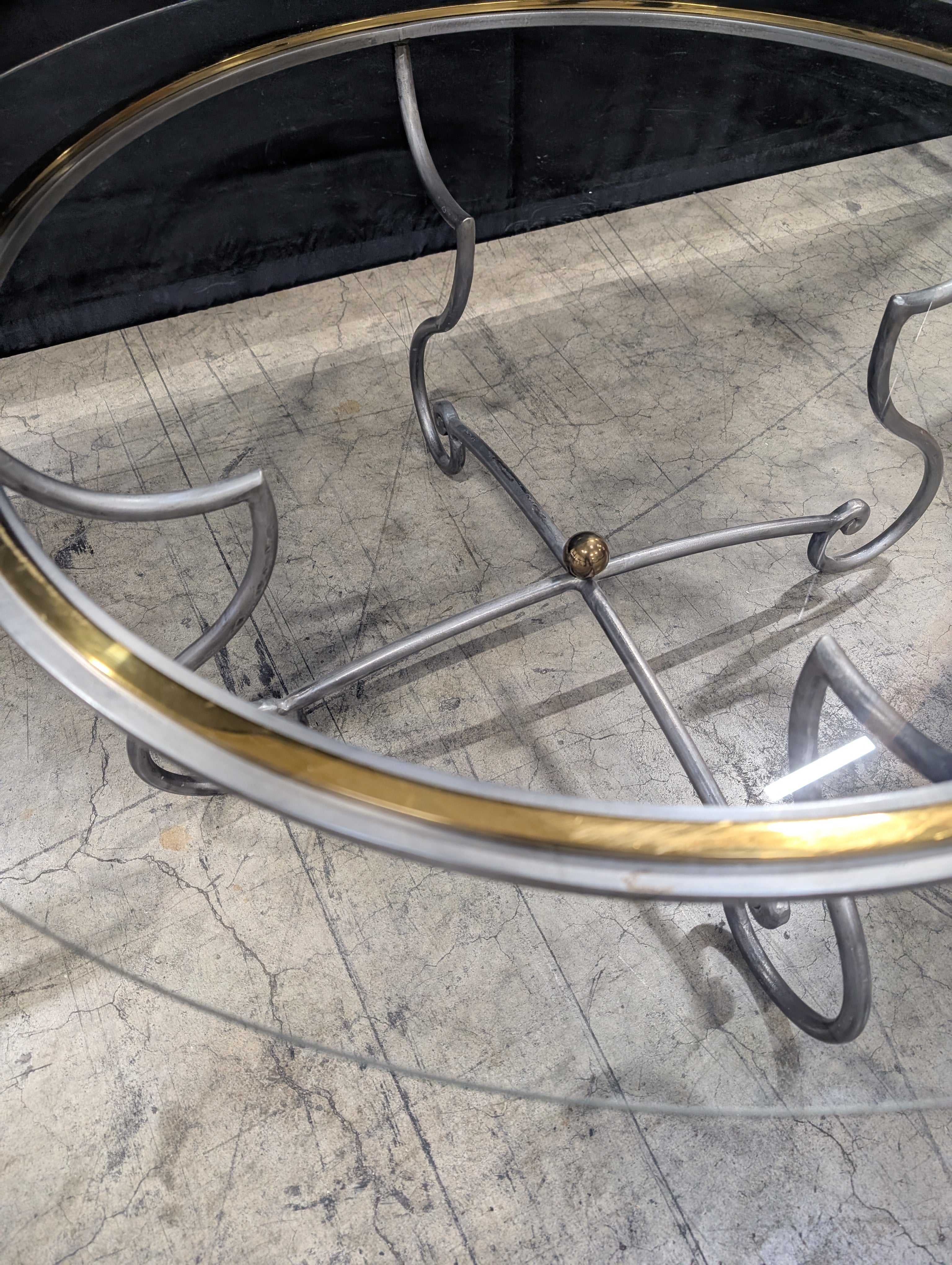 Glass Top Accent Table with Scrolled Metal Base - Image 5
