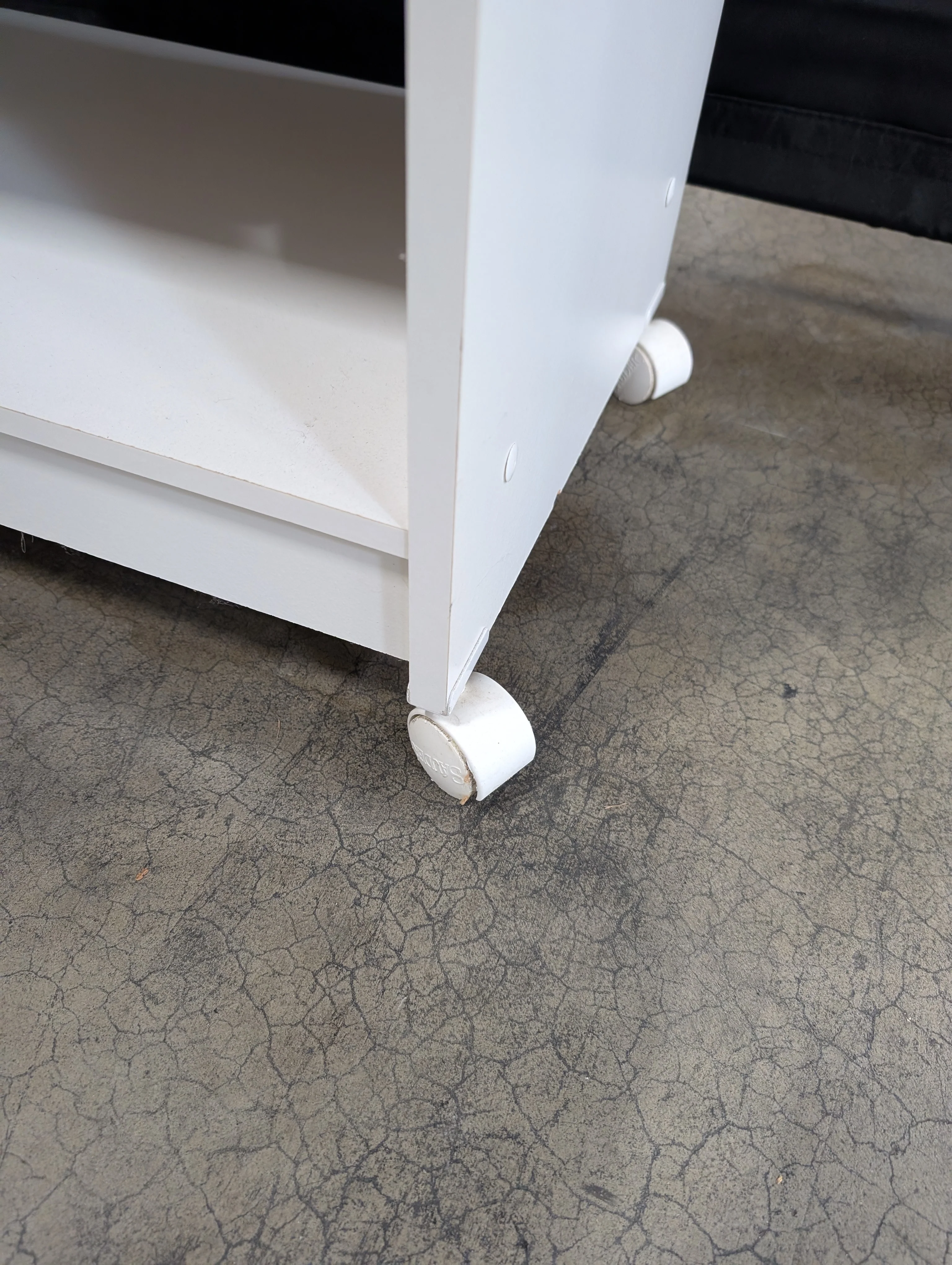 Compact White Mobile Storage Unit with Open Shelves - Image 2