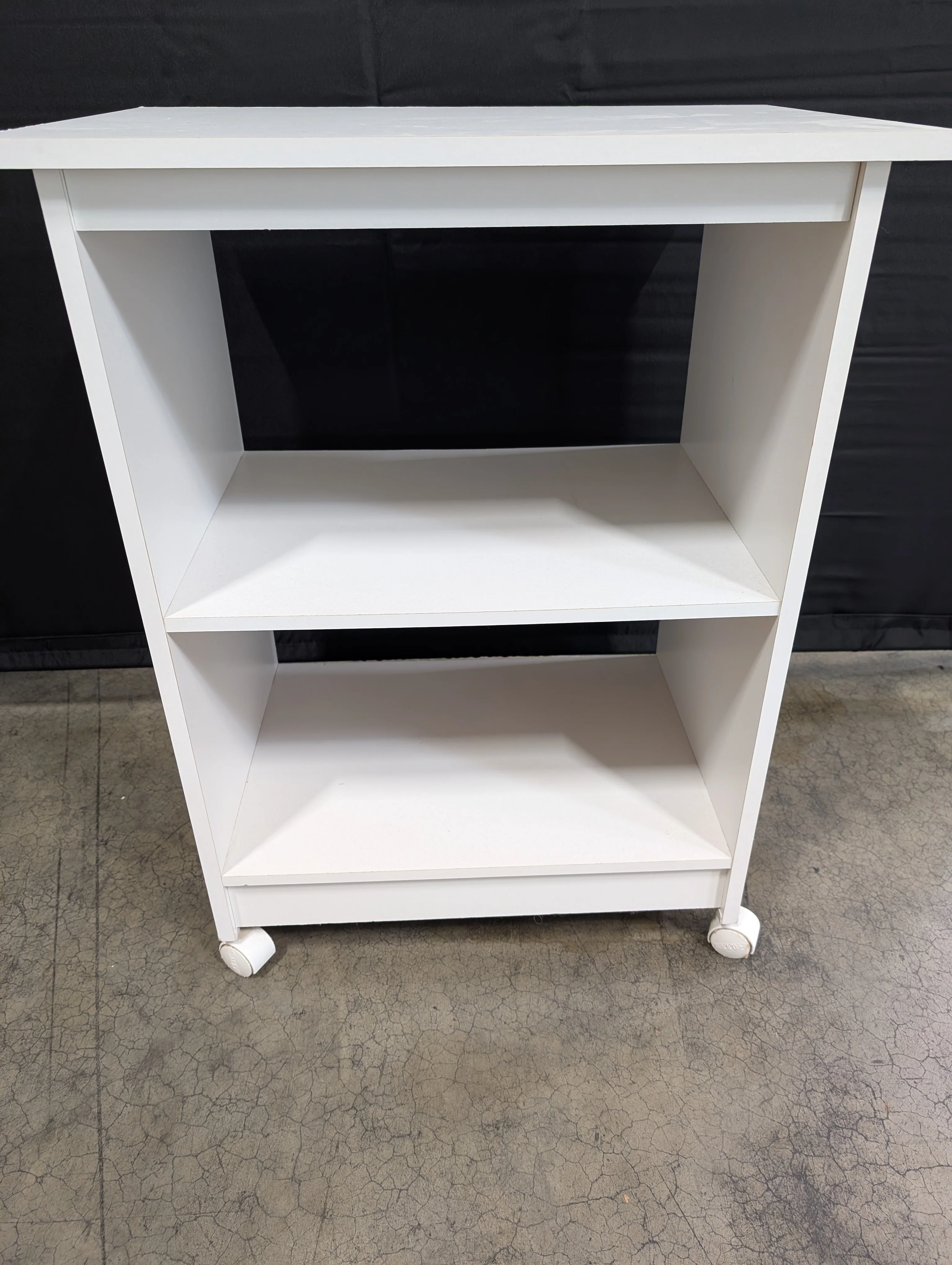 Compact White Mobile Storage Unit with Open Shelves - Image 3