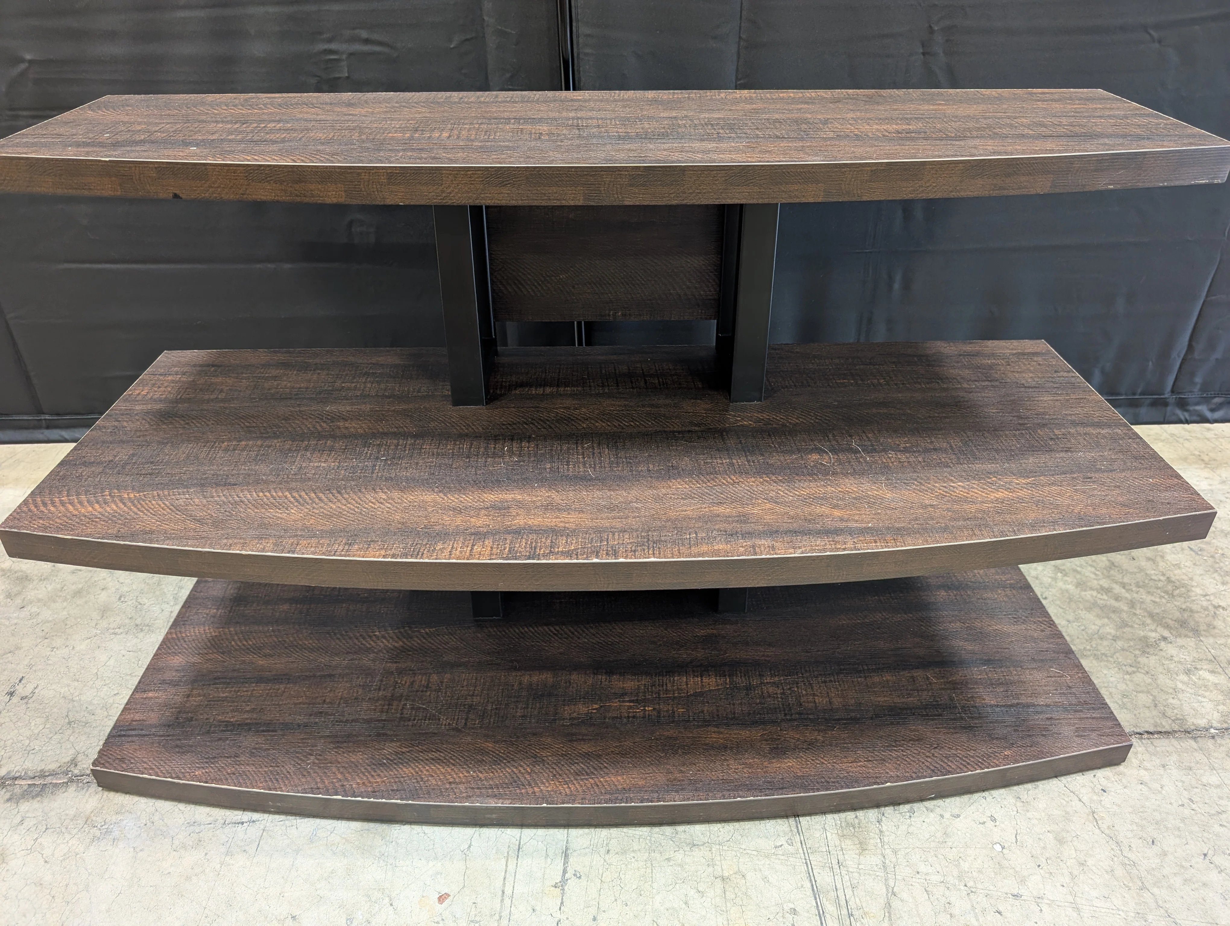 Three-Tiered Dark Wood Curved Media Console - Image 2