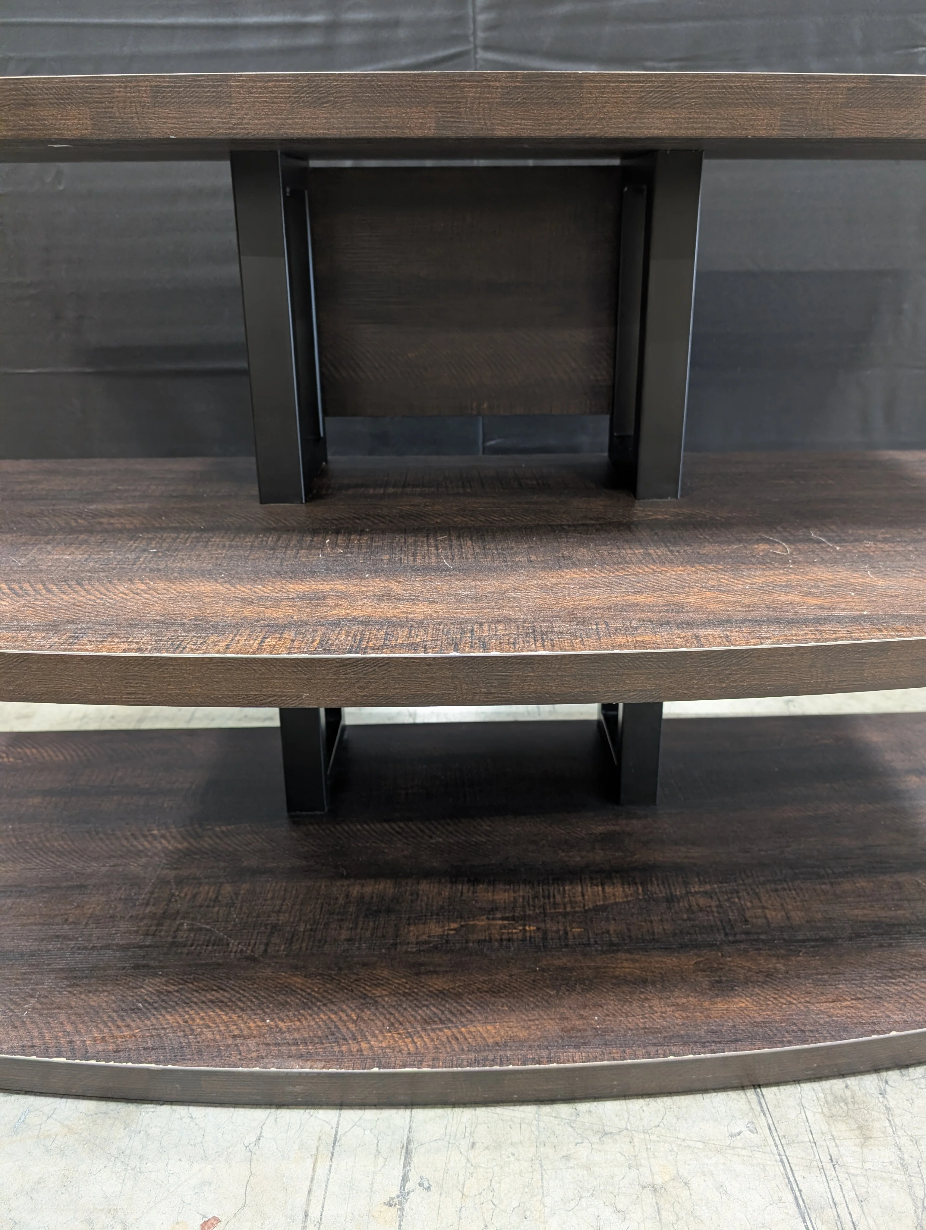 Three-Tiered Dark Wood Curved Media Console - Image 5