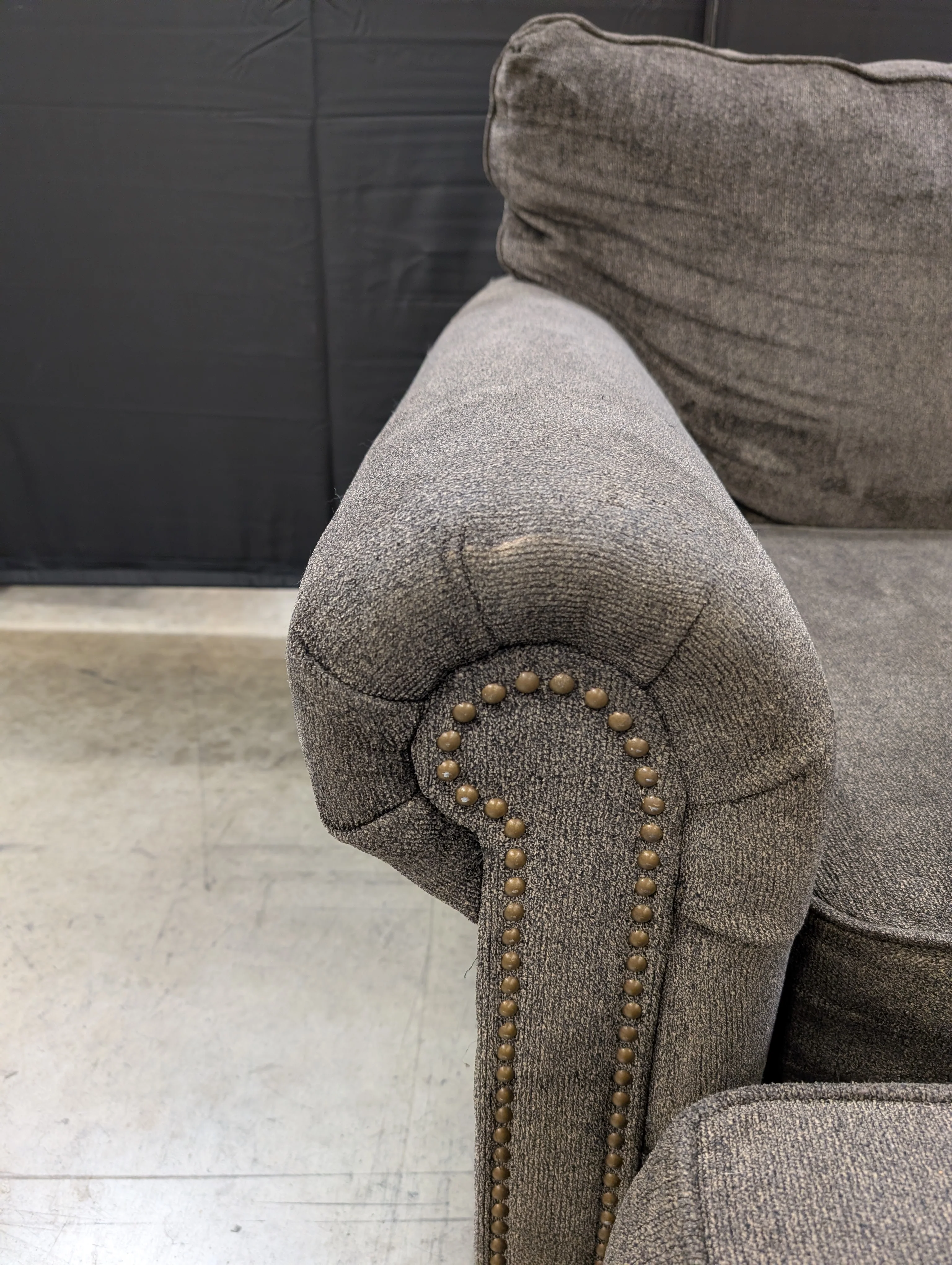 Used Club Chair and Ottoman Set with Nailhead Trim - Image 10
