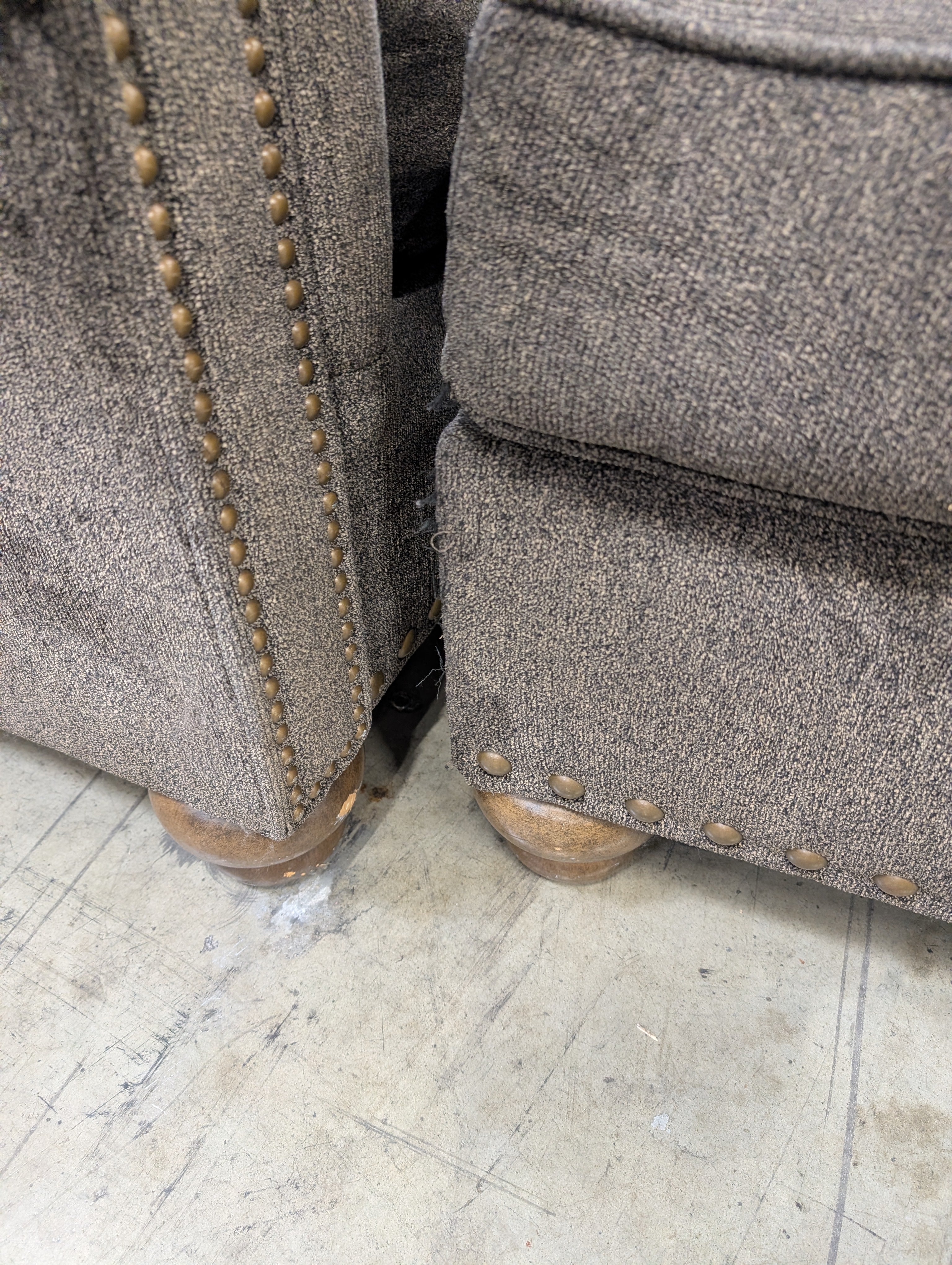 Used Club Chair and Ottoman Set with Nailhead Trim - Image 7