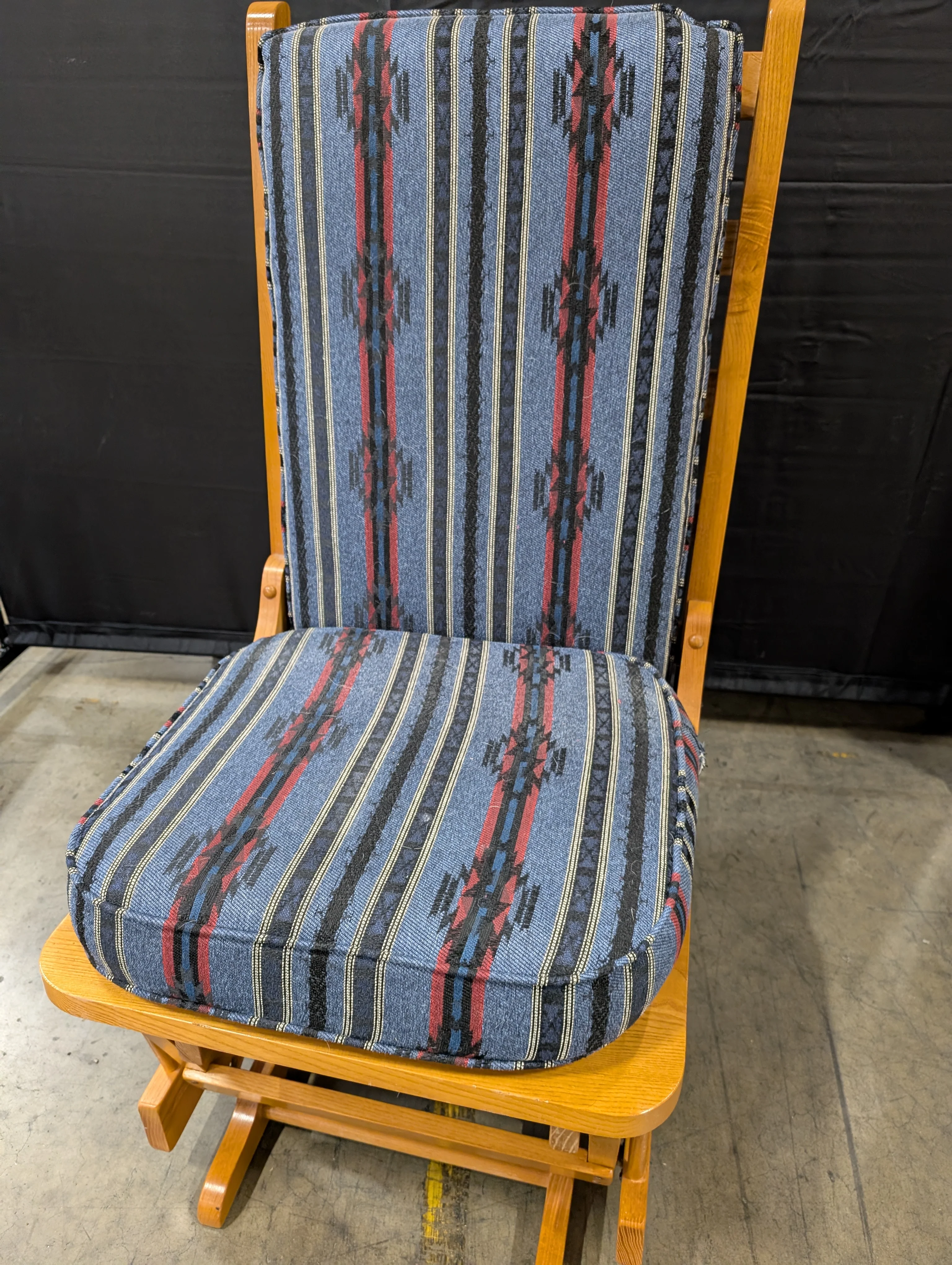 Southwestern Upholstered Wooden Glider Rocker Chair - Image 3