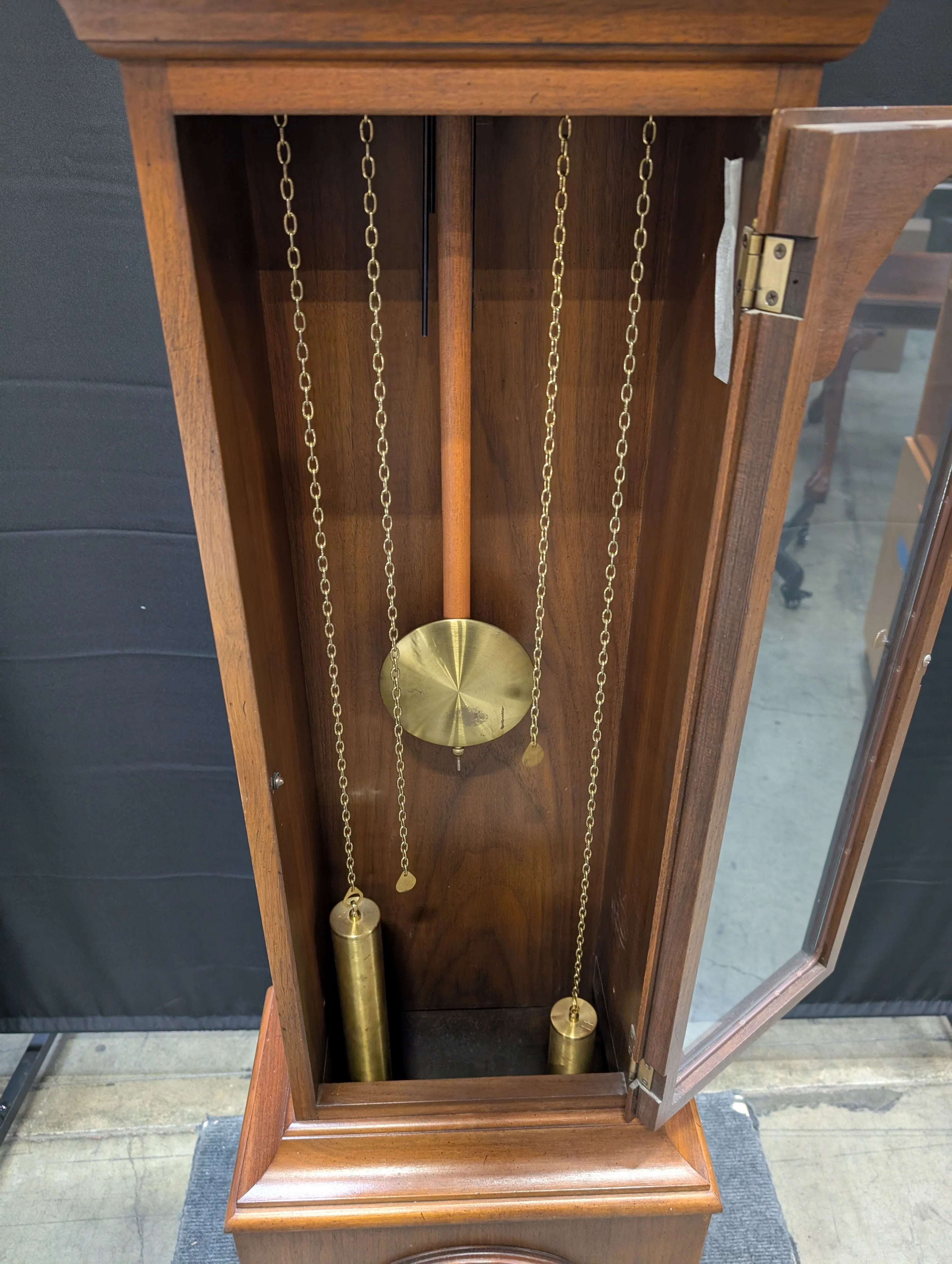 Traditional Dark Wood Grandfather Clock with Moon Phase Dial - Image 6