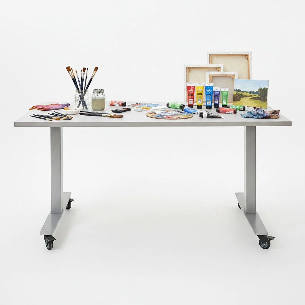 Sienna TL Modern White Top Table with Locking Casters - Image 2