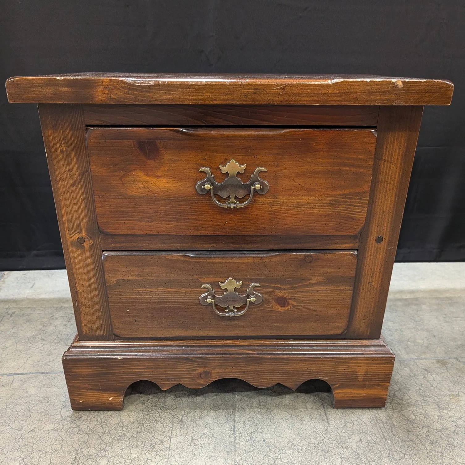 Open Hearth Rustic Wood Two-Drawer Nightstand