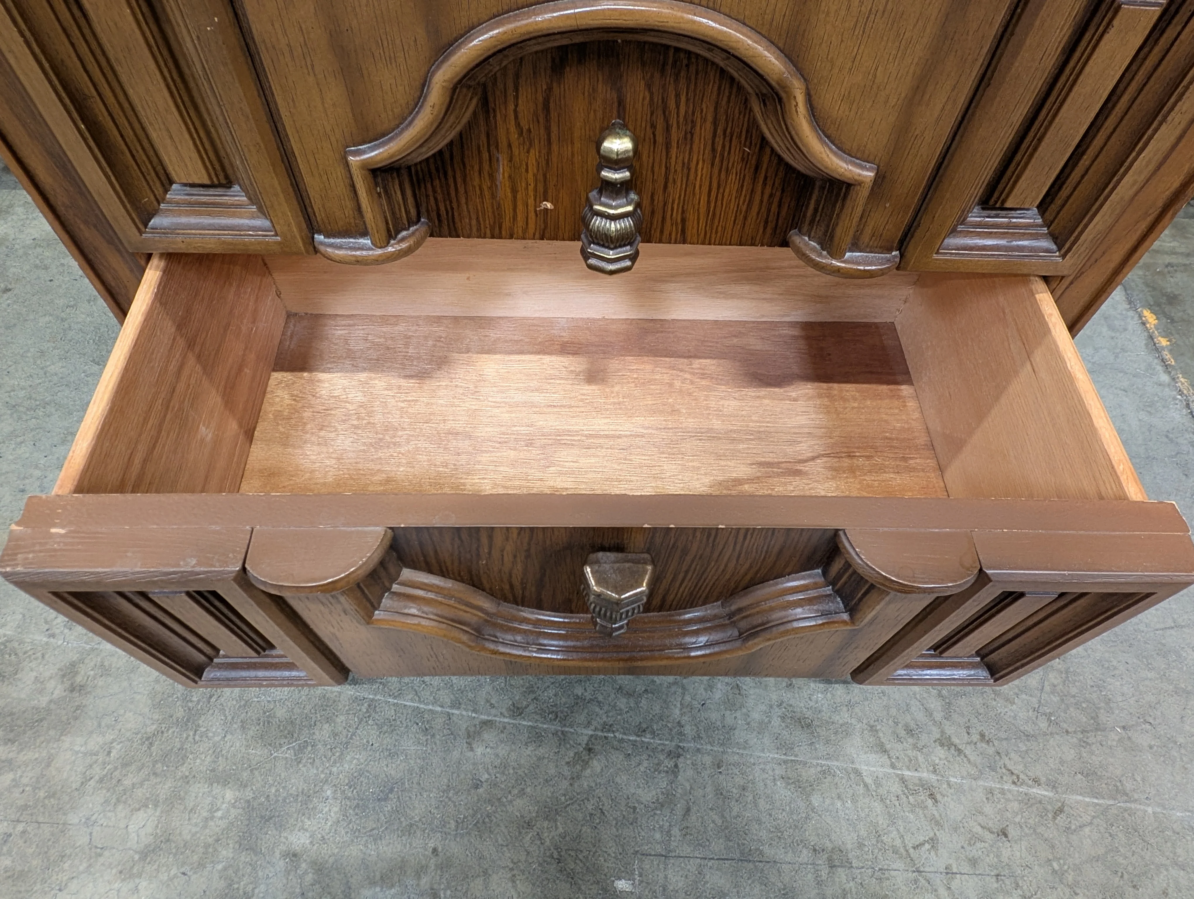 Vintage Style Dark Wood Two Drawer Nightstand - Image 2