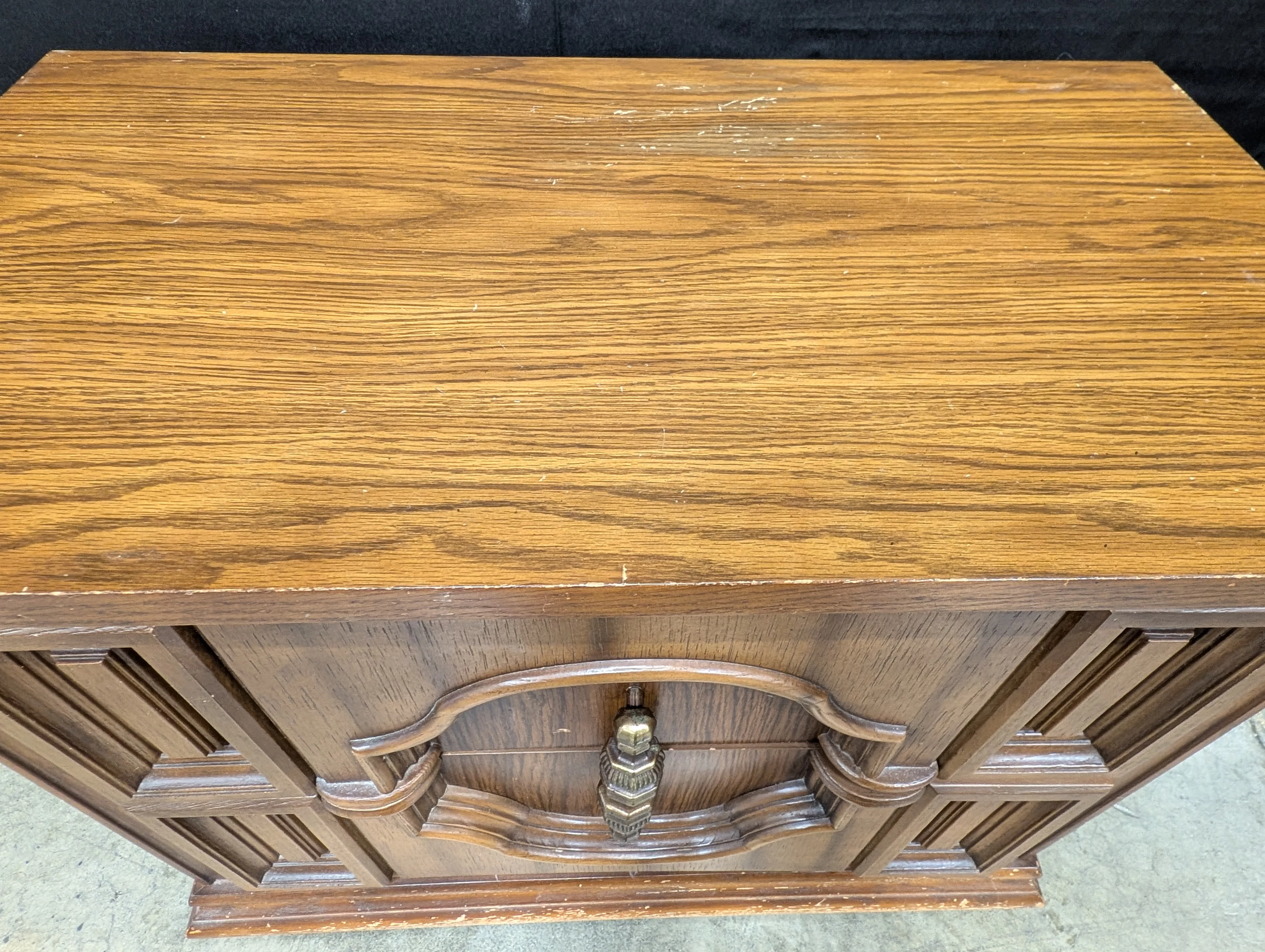 Vintage Style Dark Wood Two Drawer Nightstand - Image 3
