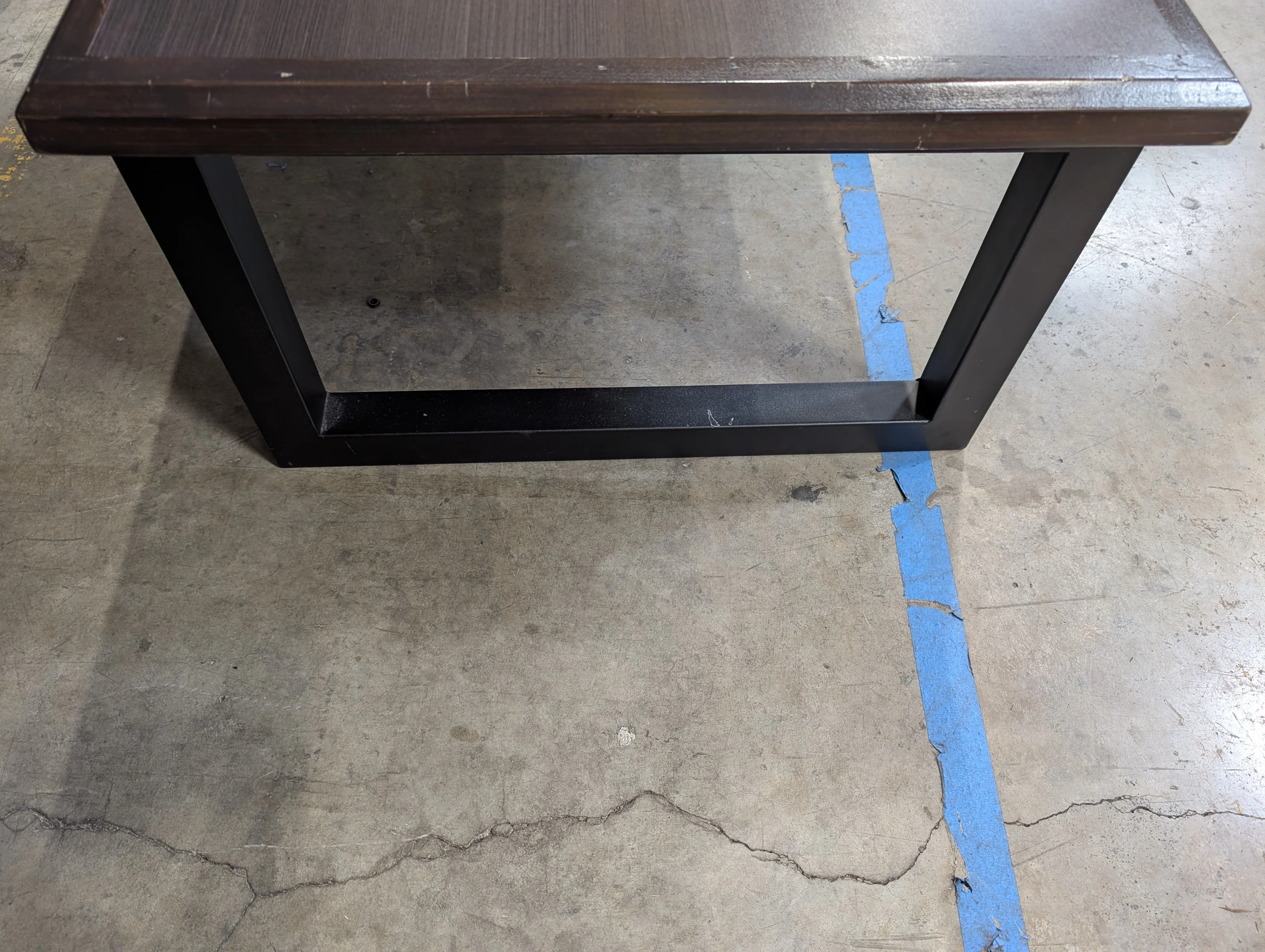 Contemporary Dark Brown Wood and Metal Coffee and End Table Set - Image 4