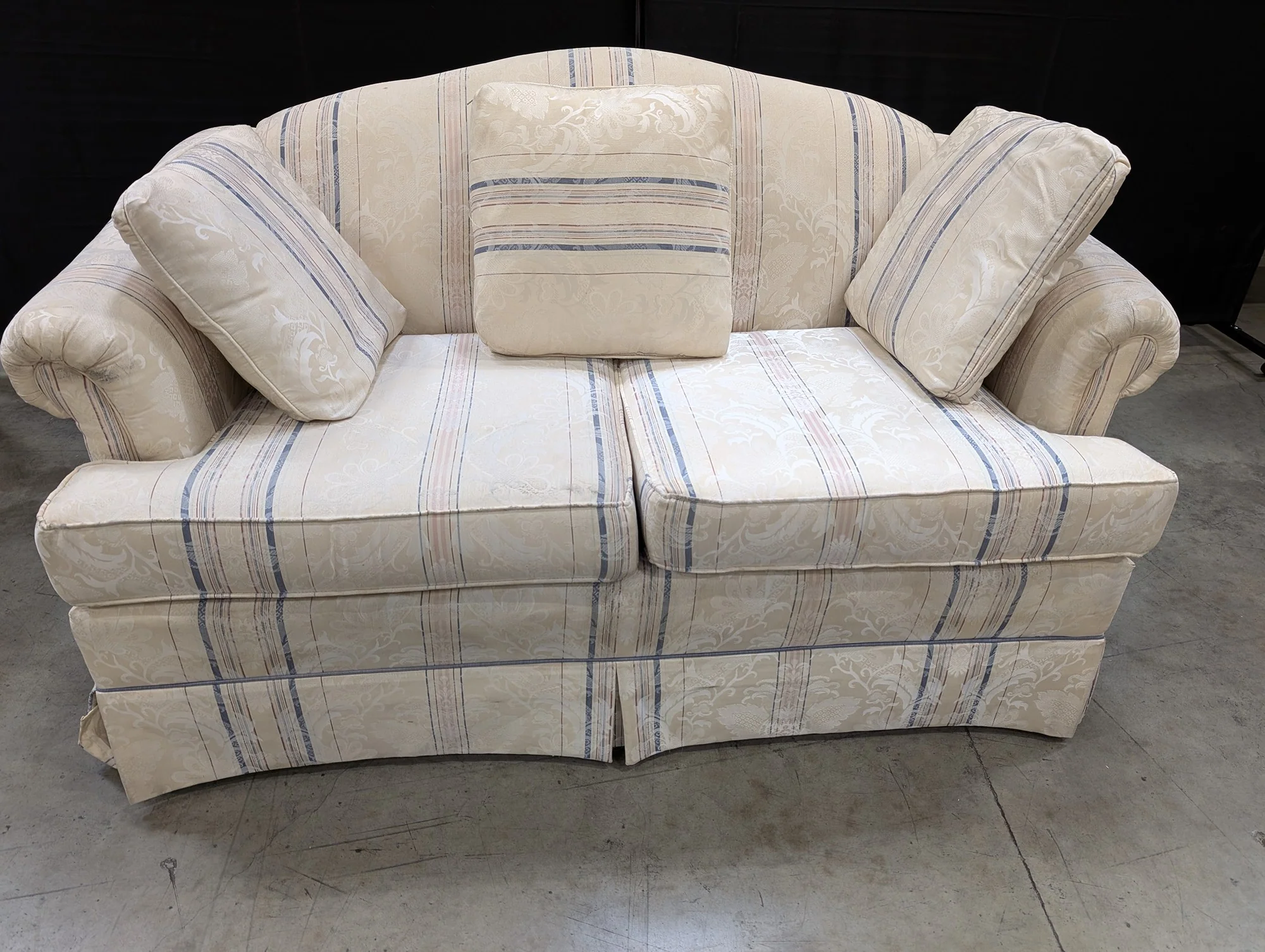 Pem-Kay Traditional Rolled Arm Striped Loveseat Sofa
